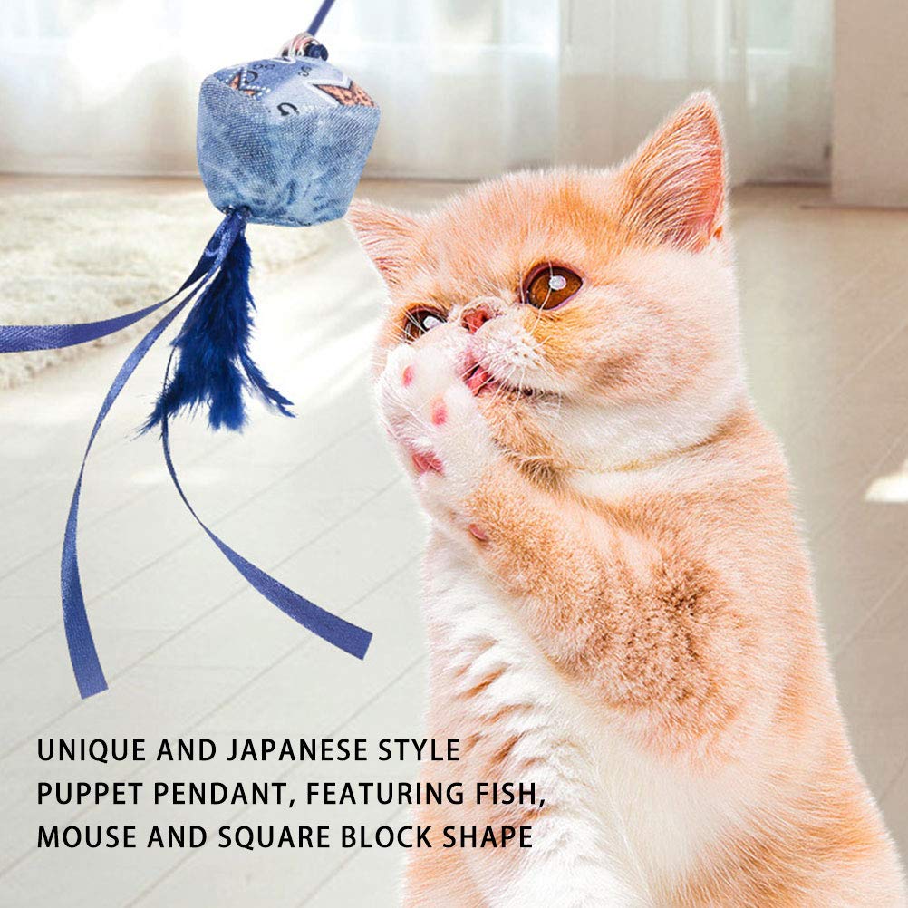 3Pcs Wooden Cat Toys for Kittens - Interactive Teaser Wand with Puppet Pendant, Catcher Toy for Playtime - Perfect for Indoor Play, Training & Bonding with Your Cat