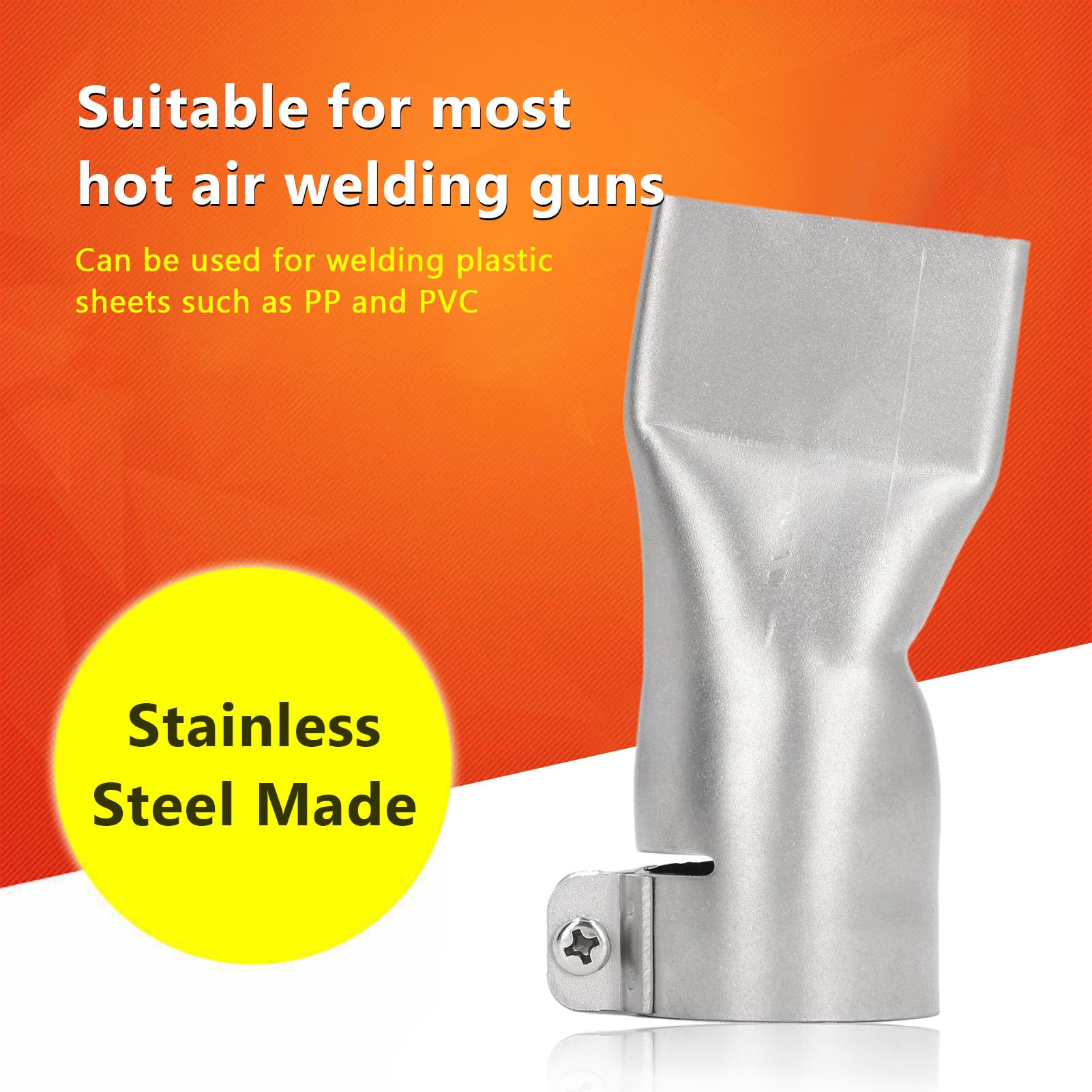 2Pcs 40mm Stainless Steel Flat Wide Mouth Welding Nozzle - Heat Resistant Heat Gun Tip for PP, PVC & Plastic Sheets - Perfect for DIY Repairs, Plastic Welding & Craft Projects