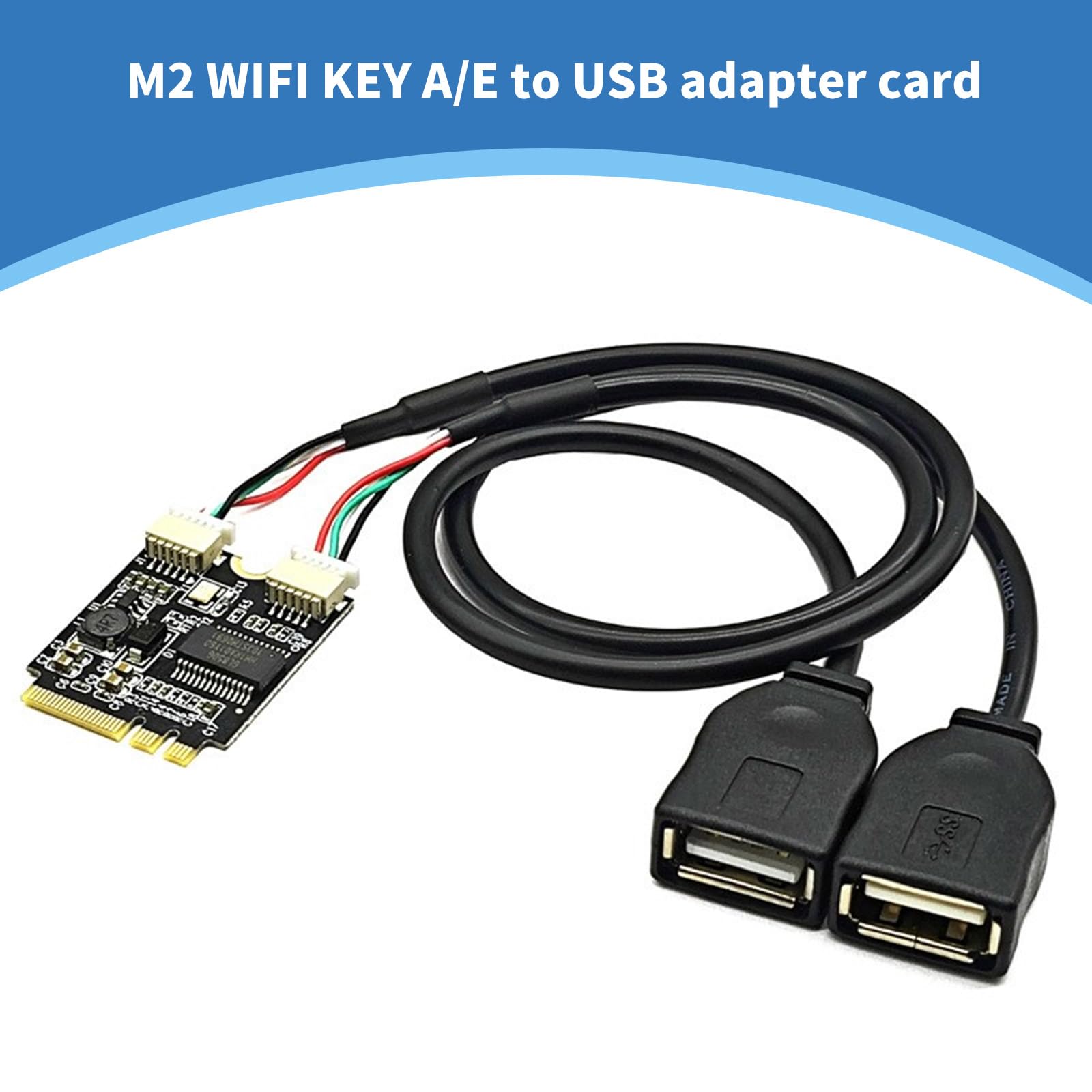 WiFi Key A to USB Adapter Card - Dual USB 2.0 Expansion Card for Laptop Motherboard | Upgrade Connectivity for Gaming, Streaming & Workstations