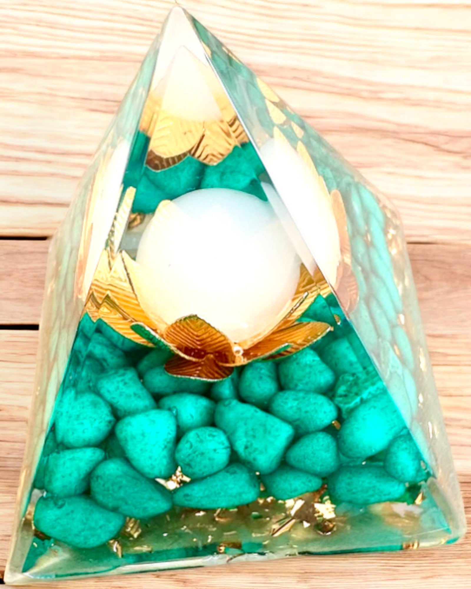 Orgonite Energy Pyramid with Tourmaline - Natural Healing Crystal for Positive Energy, Stress Relief & Meditation | Perfect for Home, Office & Spiritual Practices