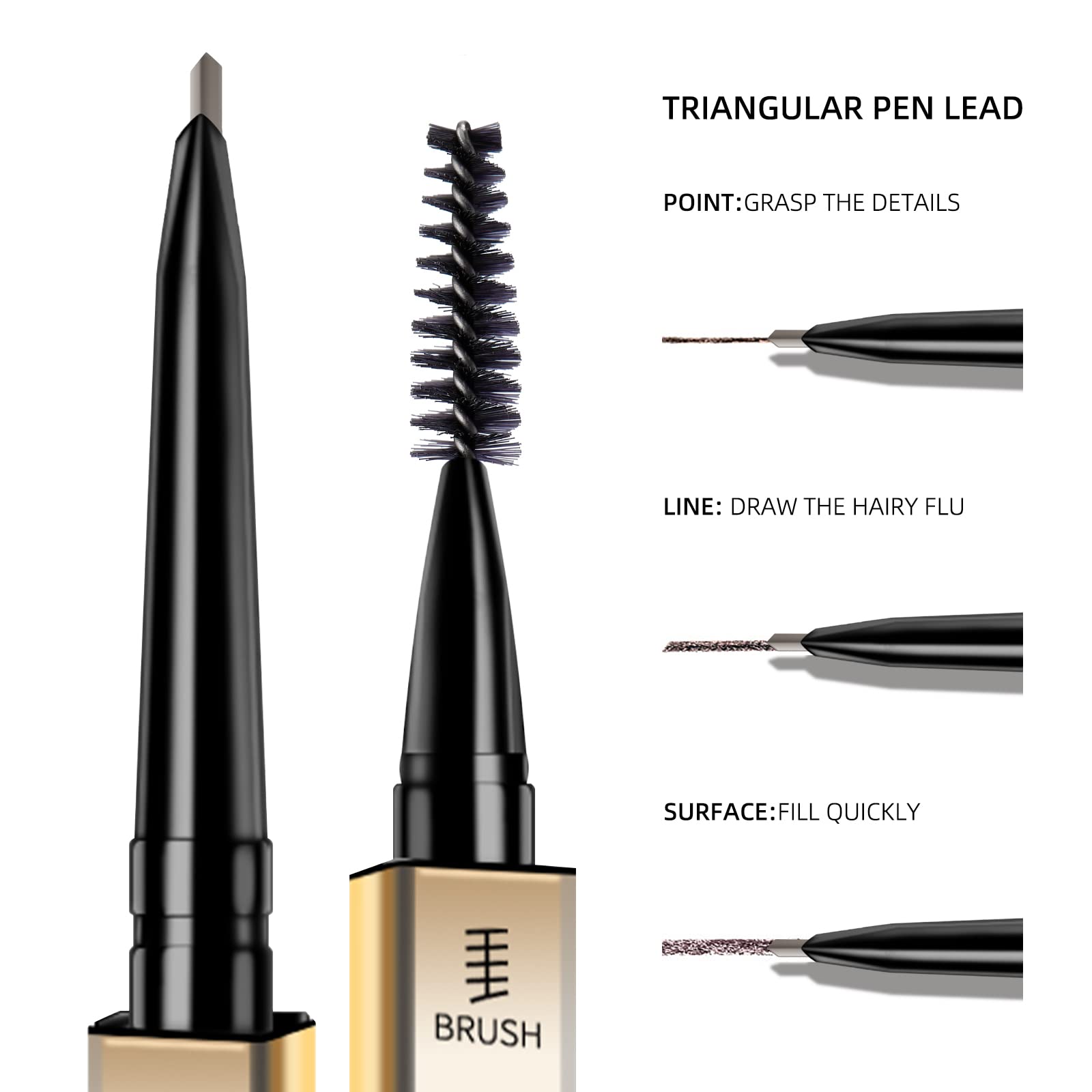 3 Pack Waterproof Eyebrow Pencil - Ultra Slim Microblading Brow Pencil for Natural Looking Brows, Long Lasting & Smudge Proof - Perfect for Daily Makeup, Professional Use & On-The-Go Touch Ups