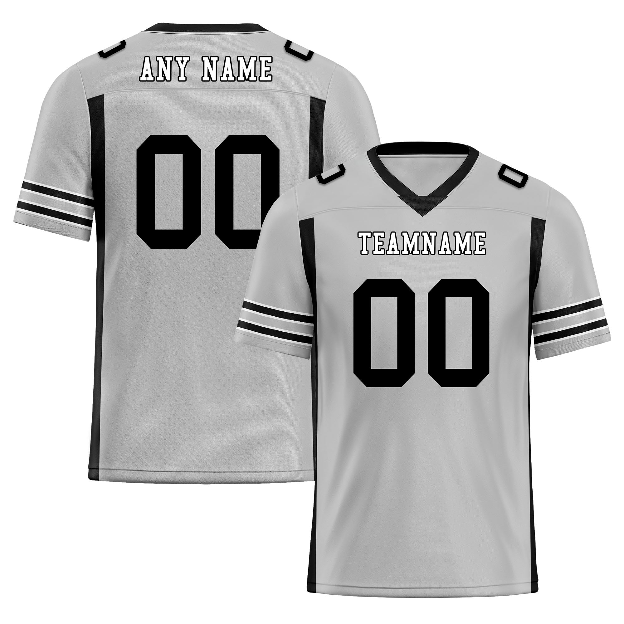 Custom Gray & Black Striped Sleeves Personalized Authentic Football Jersey FBJ02 D06055 - Perfect for Game Day, Team Sports & Fan Apparel
