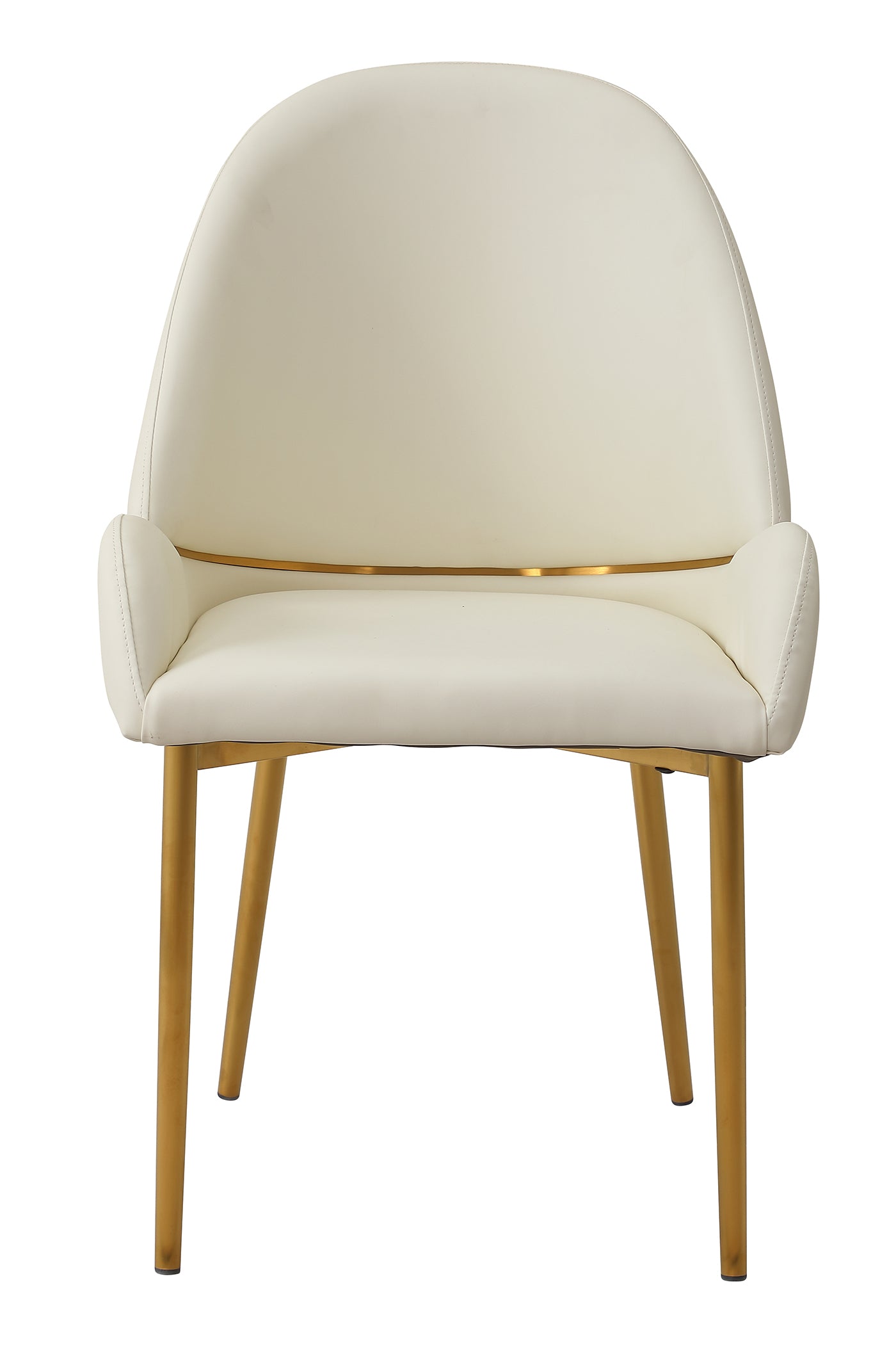 Modern PU Leather Dining Chairs Set of 2 - Beige Upholstered Seats with Sturdy Metal Legs for Kitchen, Dining Room, and Office Use