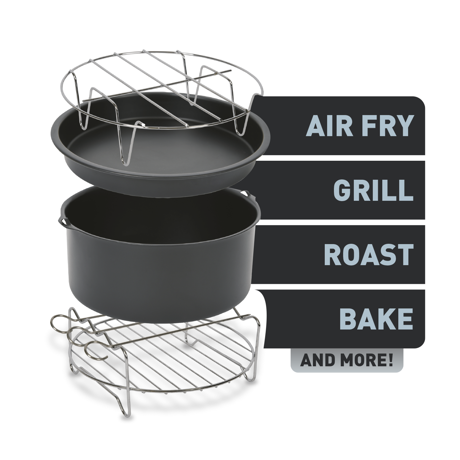 Tefal XA1130 Air Fryer Accessories Set of 4 - 20cm Non-Stick Baking Pans & Racks for Healthy Cooking | Perfect for Roasting, Baking, and Air Frying Chicken, Vegetables & More