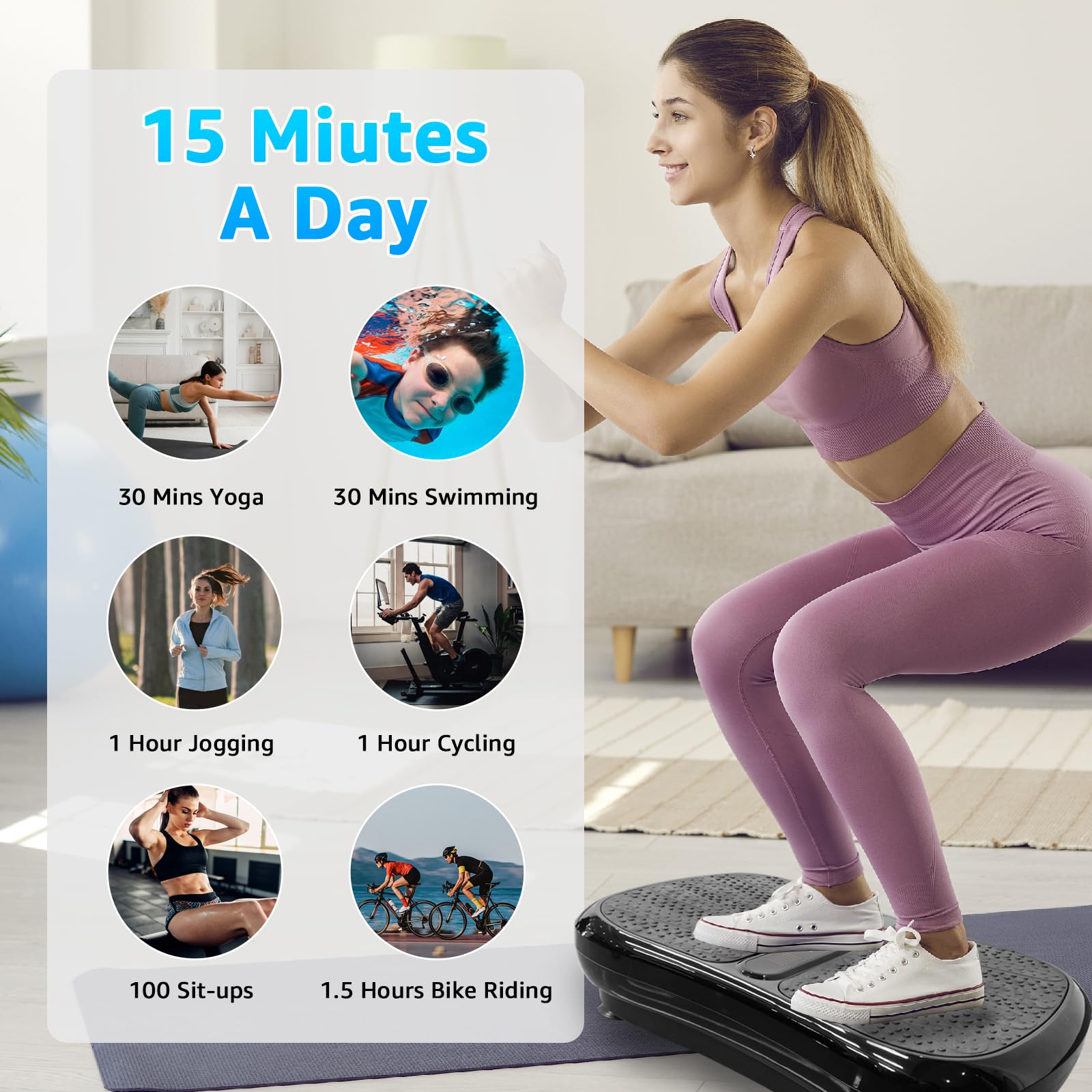 99 Levels 330LBS Mini Vibration Plate Exercise Machine - Whole Body Workout Vibration Fitness Platform with Resistance Bands - Home Training Equipment for Weight Loss, Toning & Muscle Recovery - Perfect for Home Gym, Physical Therapy & Post-Workout Recovery (Black)
