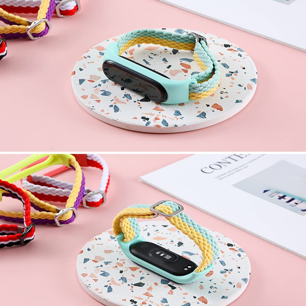 EIHAIHIS Braided Nylon Wristband for Xiaomi Mi Band 7/6/5/4/3 - Adjustable Elastic Solo Loop Strap Replacement - Sport & Fitness Smartwatch Accessories for Running, Swimming & Daily Wear