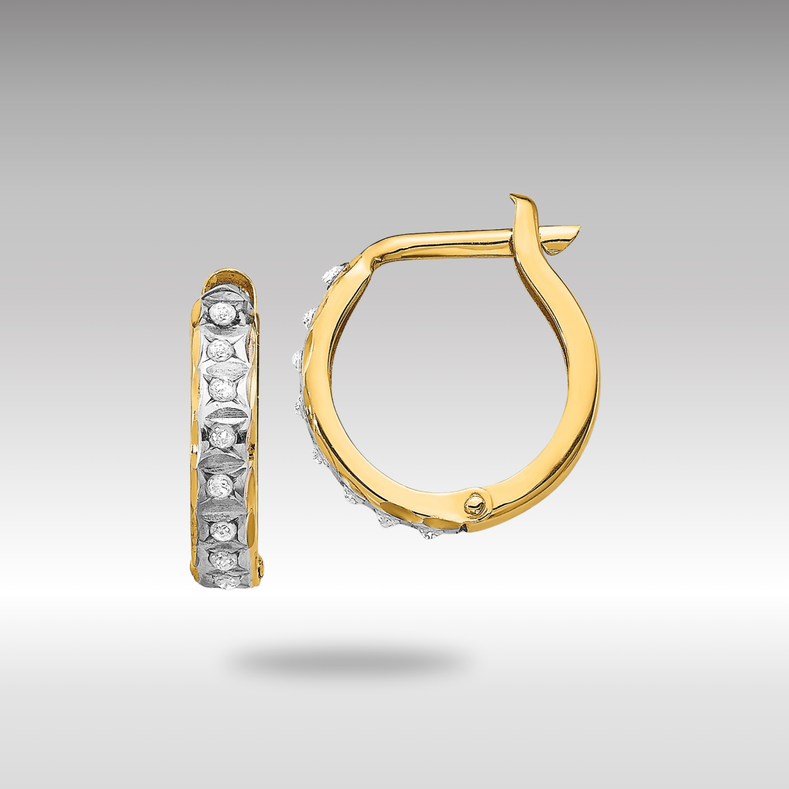 14K Gold Diamond Hinged Hoop Earrings - Round Sparkling Stud Earrings for Women | Elegant Everyday Jewelry & Special Occasion Gift