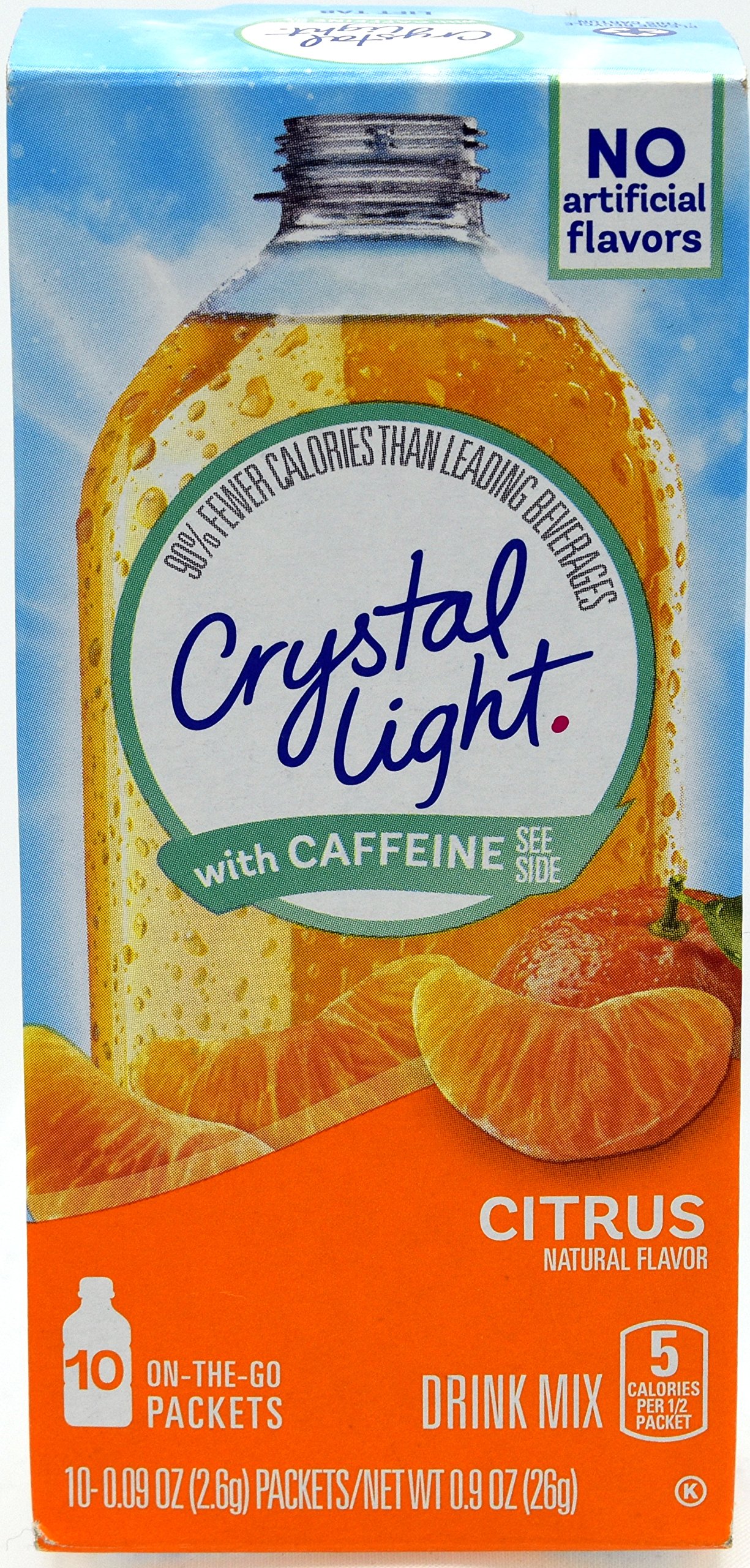 Crystal Light On The Go Citrus with Caffeine Drink Mix - 10 Packets per Box (Pack of 26) - Refreshing Energy Boost for Workouts, Hiking & Travel