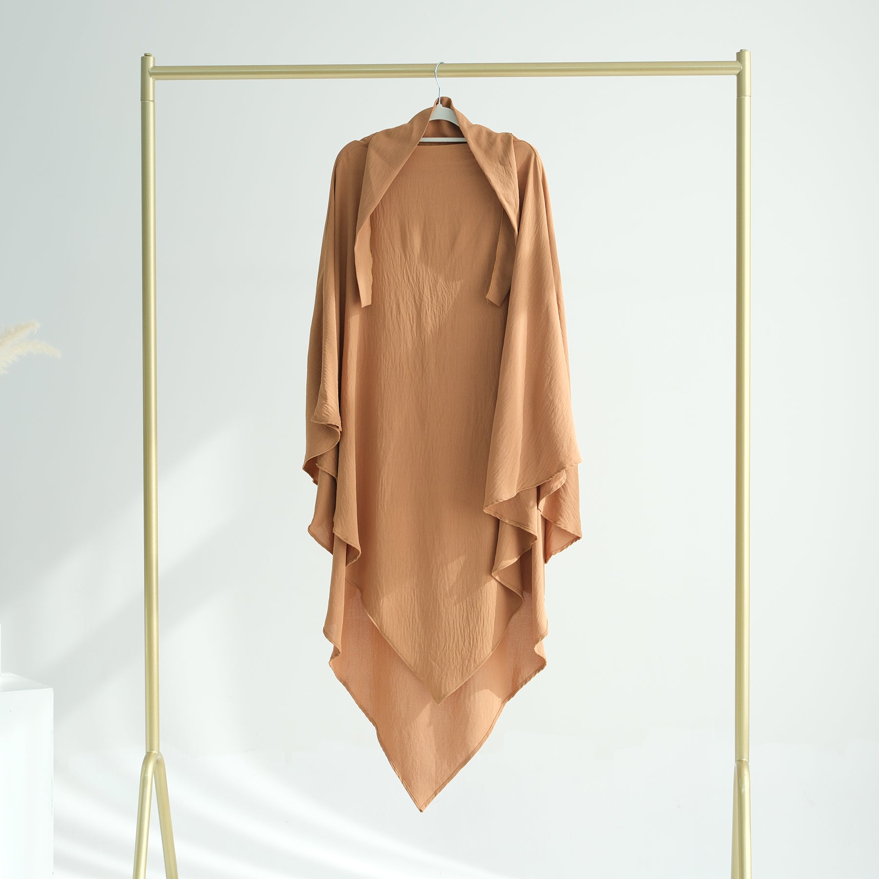 Elegant Muslim Abaya Khimar Set in Camel Color - Modest Prayer Dress for Women, Perfect for Mosque, Eid, and Daily Wear