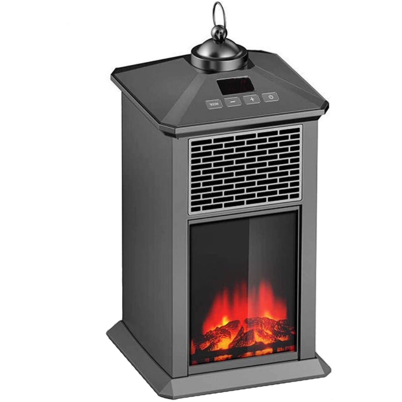 FAIRYPIE Black Electric Outdoor Heater with Realistic Flame - Safe Portable Patio Heater for Backyard, Deck, Garden - Perfect for Winter Gatherings & Outdoor Dining