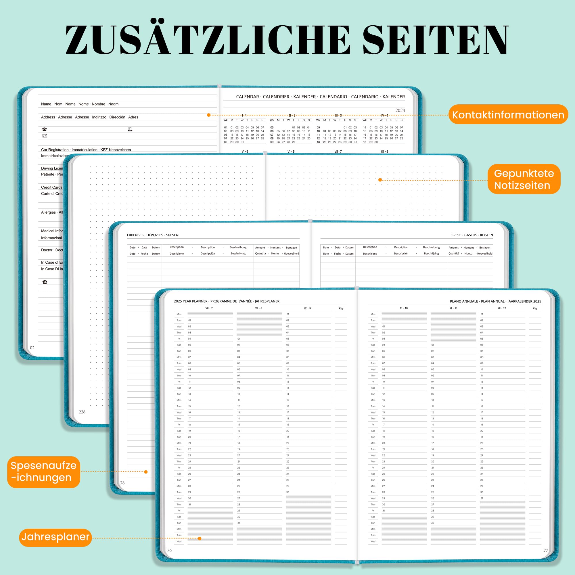 Jokisa 2024-2025 Weekly & Daily Planner - 17 Month Vertical School Planner from August 2024 to December 2025 with Pen Holder, Bookmark & Stickers (22 x 16 cm) - Perfect for Students, Teachers & Office Organization