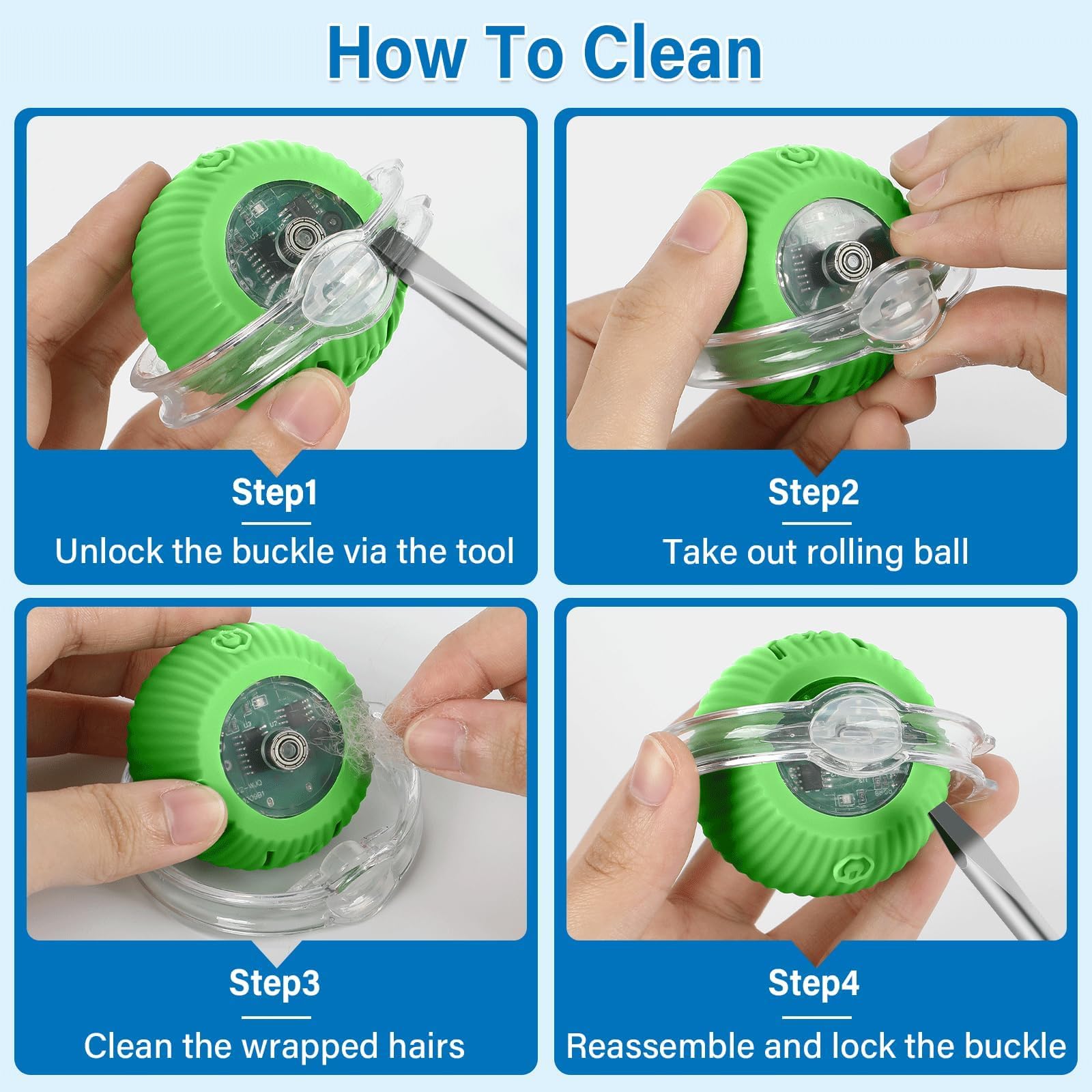 Automatic Moving Cat Ball Toy with Motion Sensor, LED Light & Chirping Sounds - Interactive Hide-n-Seek Kitten Toy for Indoor Cats - Perfect for Bored Adult Cats & Playful Kittens (Green) | Great for Night Play, Exercise & Mental Stimulation