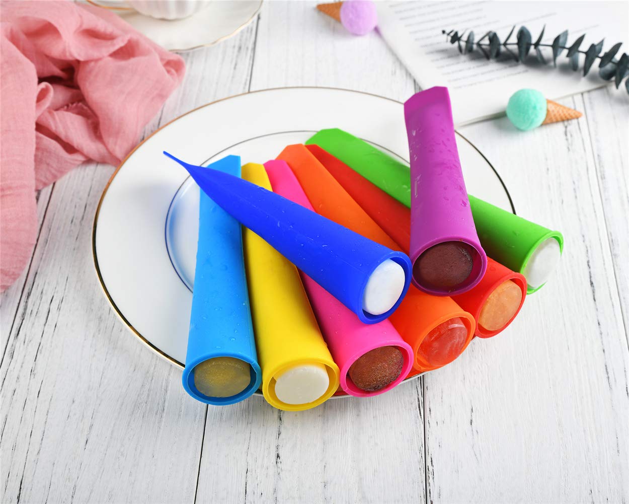 8-Piece Silicone Ice Pop Molds Set - BPA-Free Popsicle Maker with 8 Vibrant Colors for Homemade Frozen Treats - Perfect for Summer Snacks, Kids Parties & Healthy Desserts