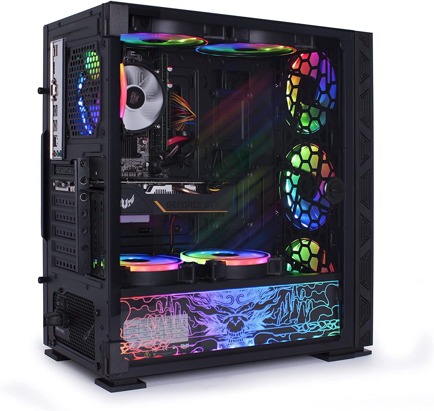 Veno Scorp Gaming PC - Intel Core i5 4.3GHz, 16GB RAM, GT 1030 2GB Graphics, 240GB SSD + 1TB HDD, Windows 10, Wi-Fi, NeonZilla 8 ARGB Case (Renewed) - Perfect for Esports, Streaming & High-Performance Gaming