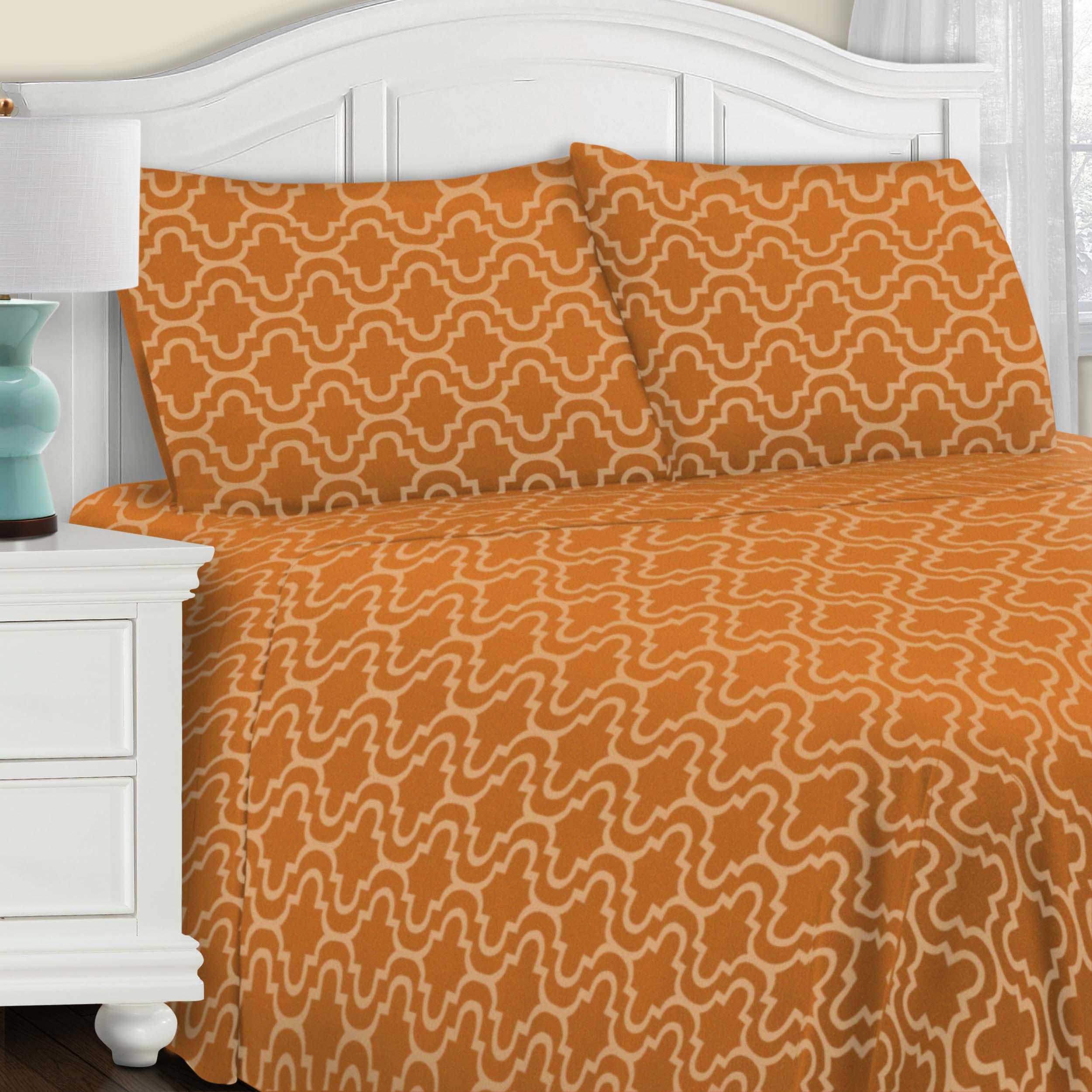 Premium Cotton Flannel Trellis Pattern Deep Pocket Sheet Set - Soft & Cozy Bedding for Winter - Perfect for Cold Nights, Guest Rooms & Cozy Bedroom Retreats