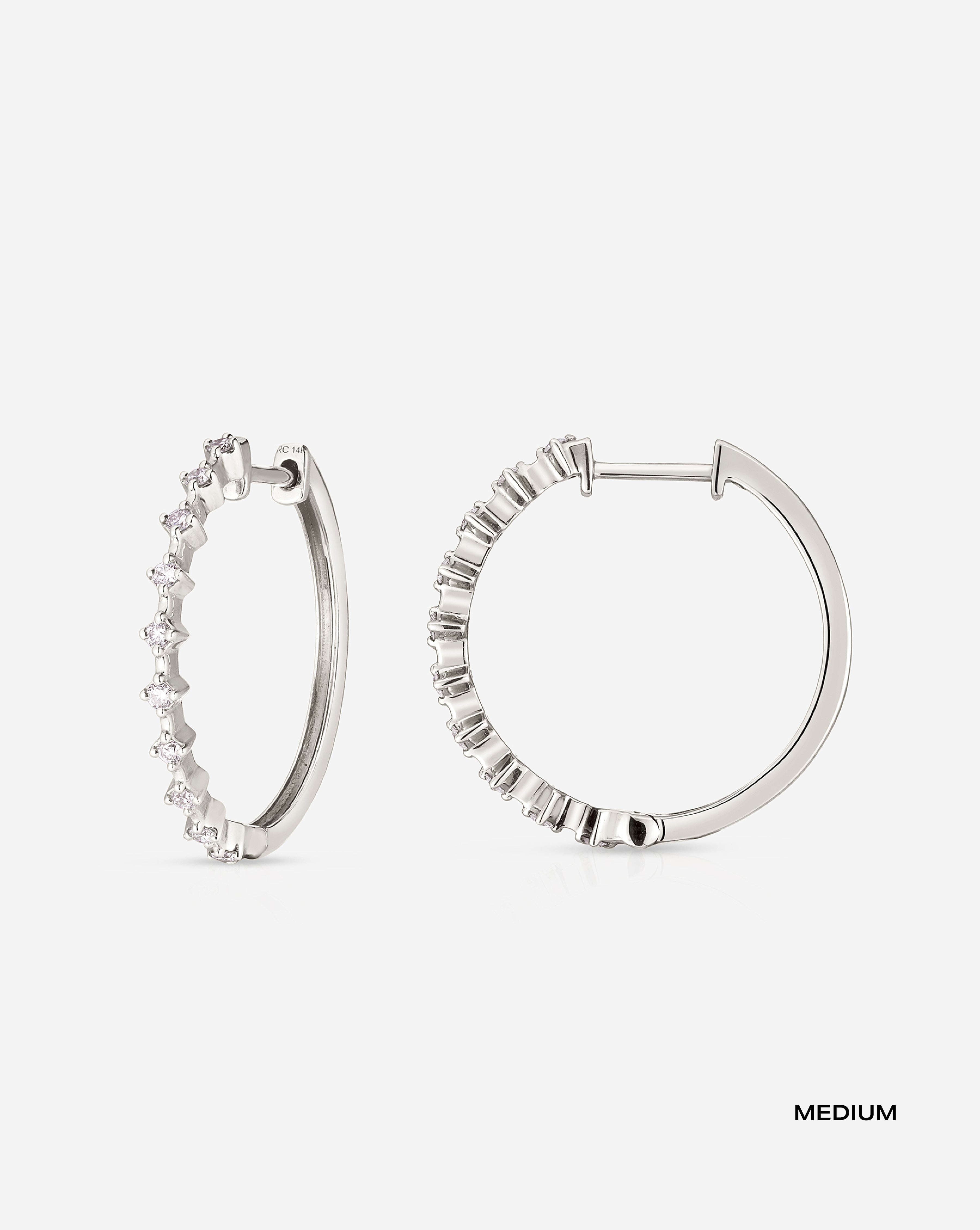 Diamond Station Hoops Earrings for Women - 14K Gold Plated Cubic Zirconia Stud Earrings | Perfect for Everyday Wear, Parties & Special Occasions