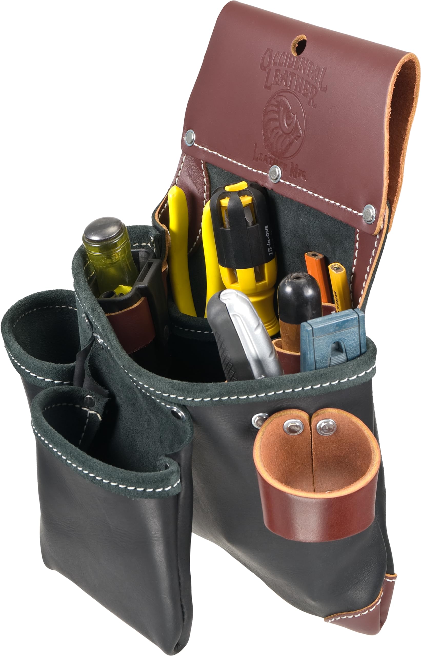Occidental Leather B5612 Green Building(TM) Black Tool Bag - Durable Construction Tool Pouch for Electricians, Carpenters & Contractors - Ideal for Job Sites & Professional Work
