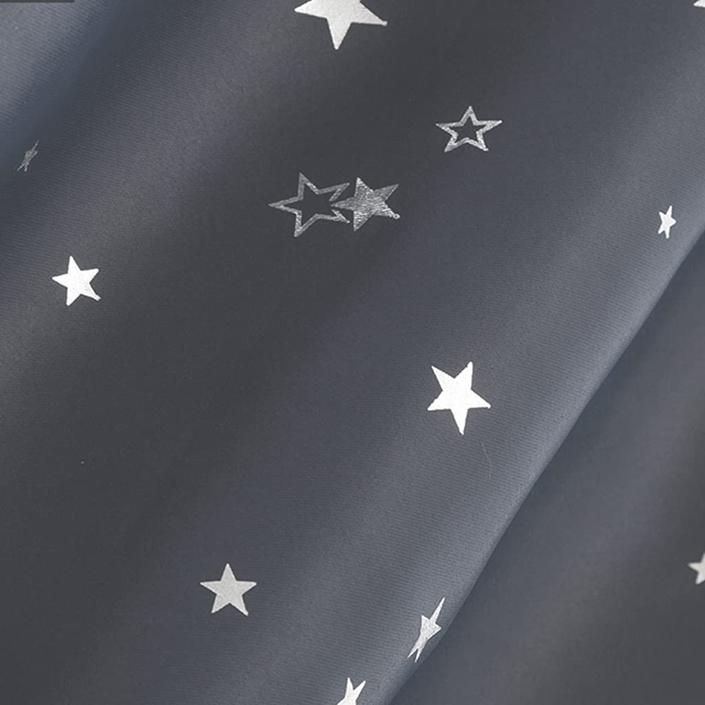 Elegant Grey Star-Pattern 4-Poster Bed Canopy - Blackout Bedroom Curtain for Adults, Girls & Boys - King Size Bed Drapes with Romantic Star Design - Perfect for Nursery, Kids Room, Master Bedroom & Gift Giving (Grey-Star, 1 Set)