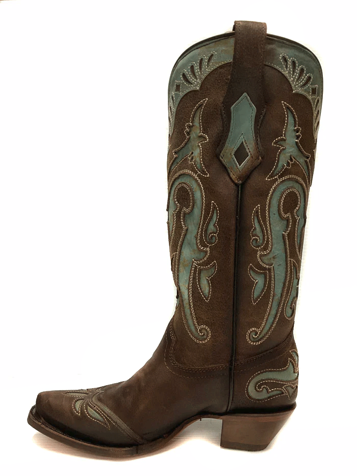 Corral C3925 Women's Western Boots - Brown Wing Tip with Inlay & Embroidery | Perfect for Country Dancing, Rodeos & Western Fashion