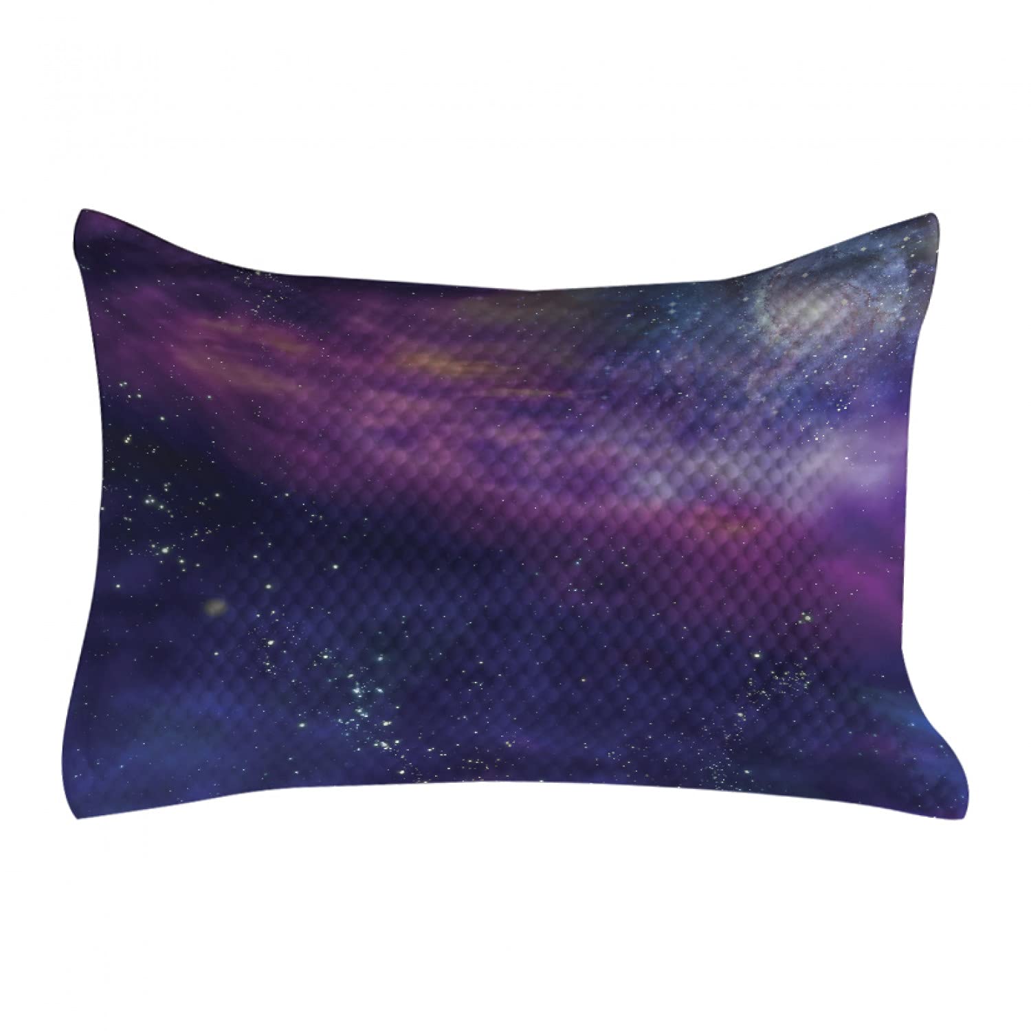 Ambesonne Outer Space Quilted Pillow Cover - Galaxy Star Cluster Milky Way Design with Solar System Elements, Standard Queen Size Decorative Throw Pillow Case 30x20 Inches, Purple Blue - Perfect for Bedroom Decor, Living Room Accent & Space Theme Home Decor