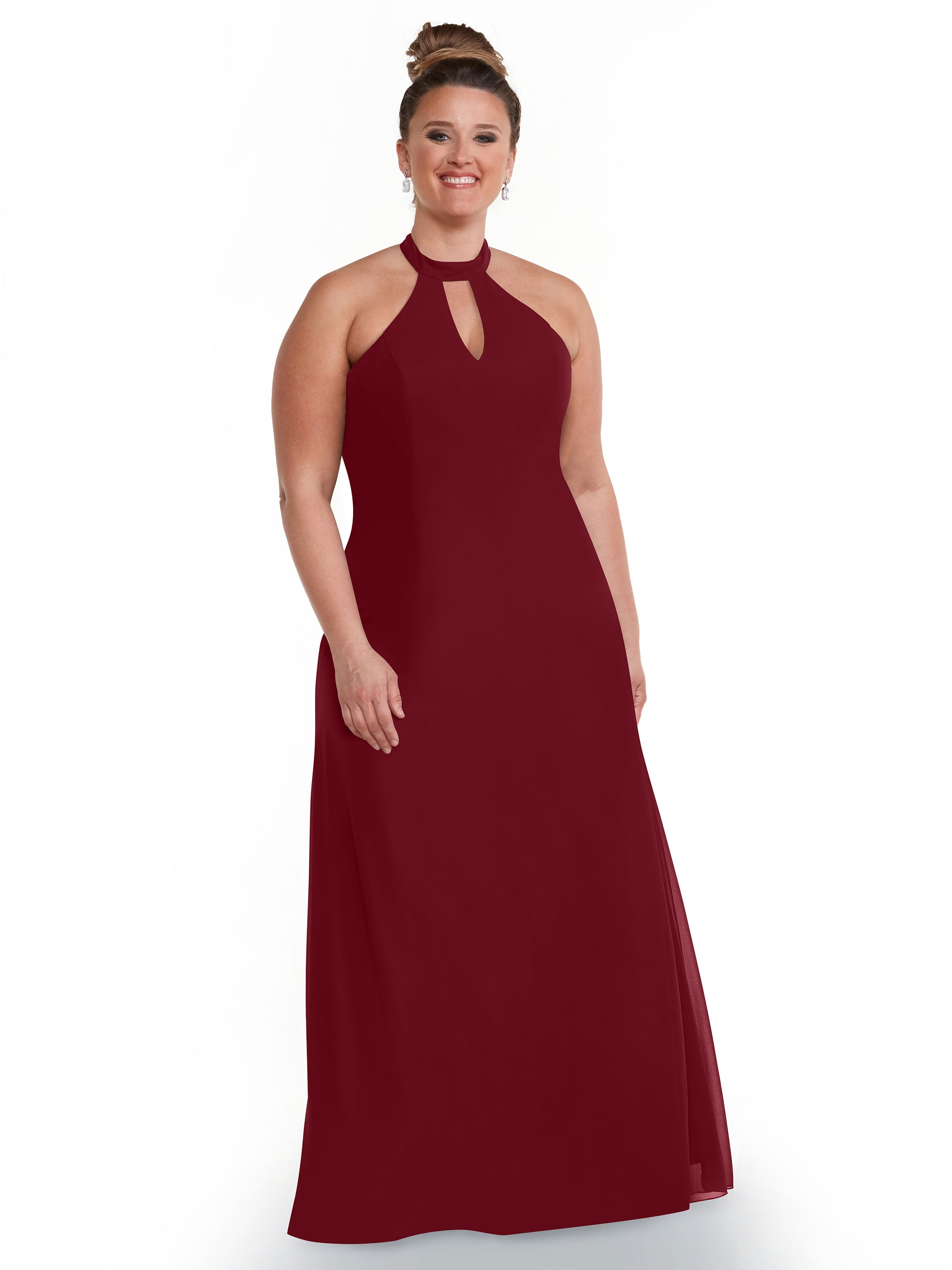 Elegant 80138 Chiffon A-Line Bridesmaid Dress with Keyhole Halter Neckline - Perfect for Weddings, Formal Events & Special Occasions