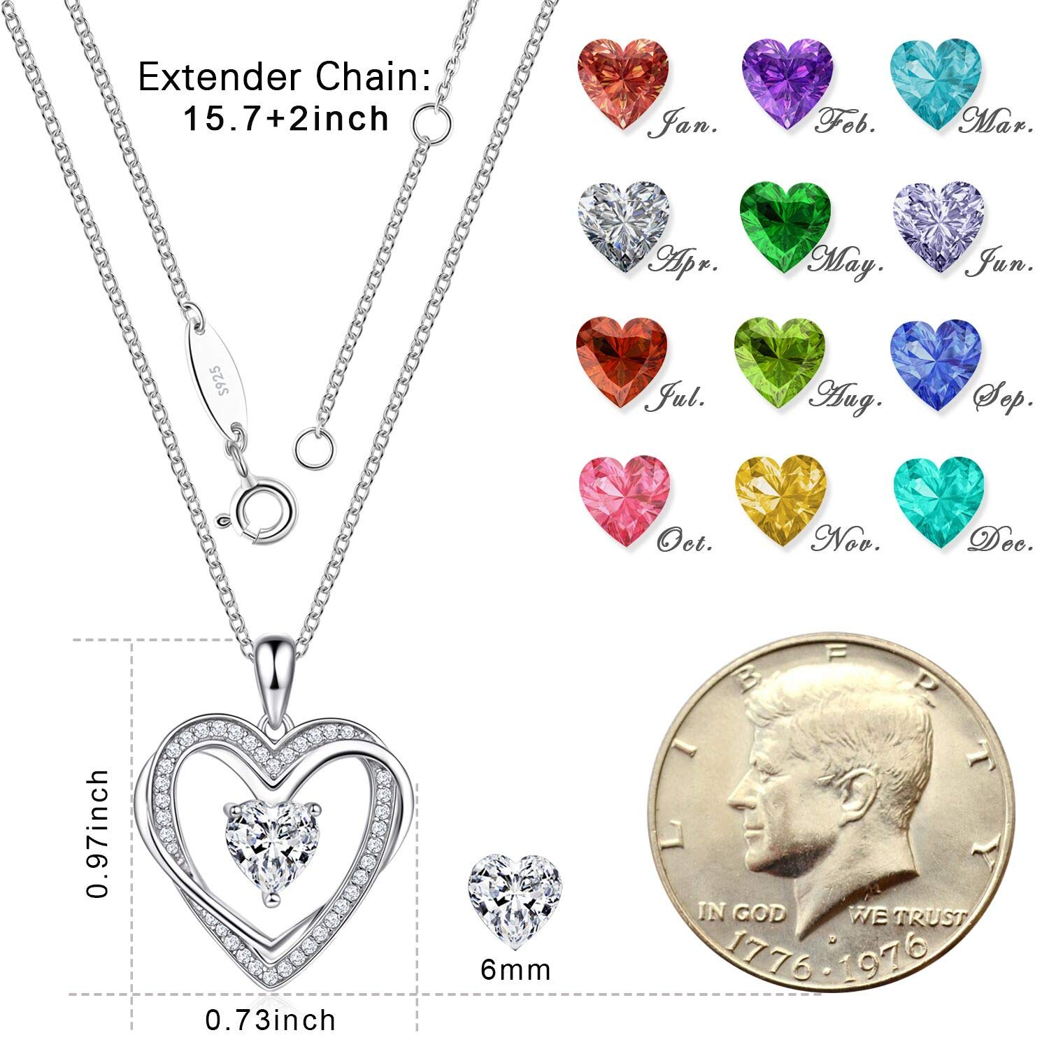 925 Sterling Silver Heart Necklace for Women - Elegant Dainty Heart Pendant Necklace for Mom, Wife, Girlfriend | Perfect Birthday Gift, Anniversary Present, Valentine's Day Jewelry | Everyday Wear, Date Night, Special Occasions