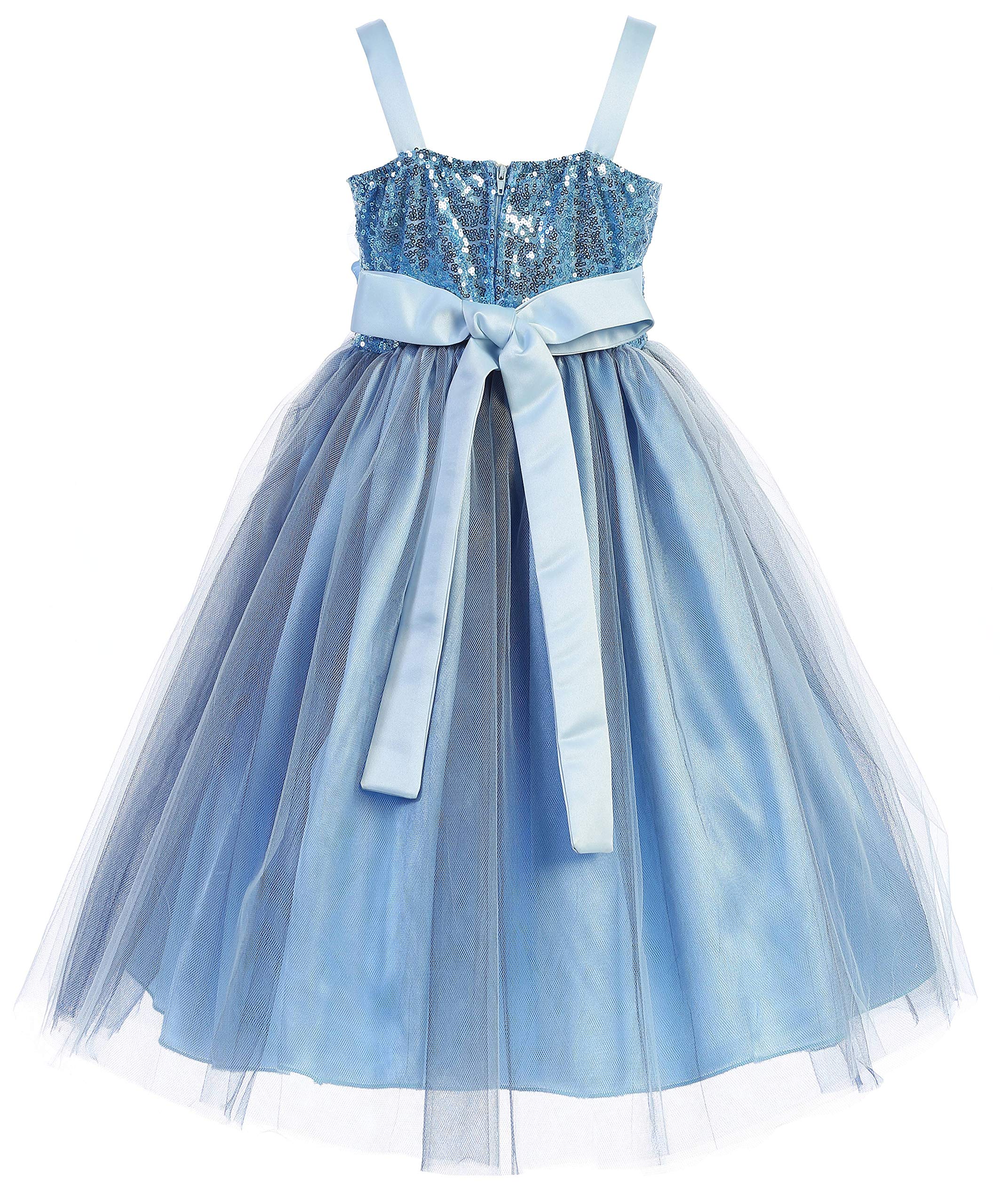 Sparkly Girls Party Dress with Sequins & Ruffle Trim - Elegant Layered Tulle Pageant Gown for Flower Girls, Birthday Parties & Special Occasions | Perfect for Weddings, Pageants, Birthday Celebrations & Holiday Events