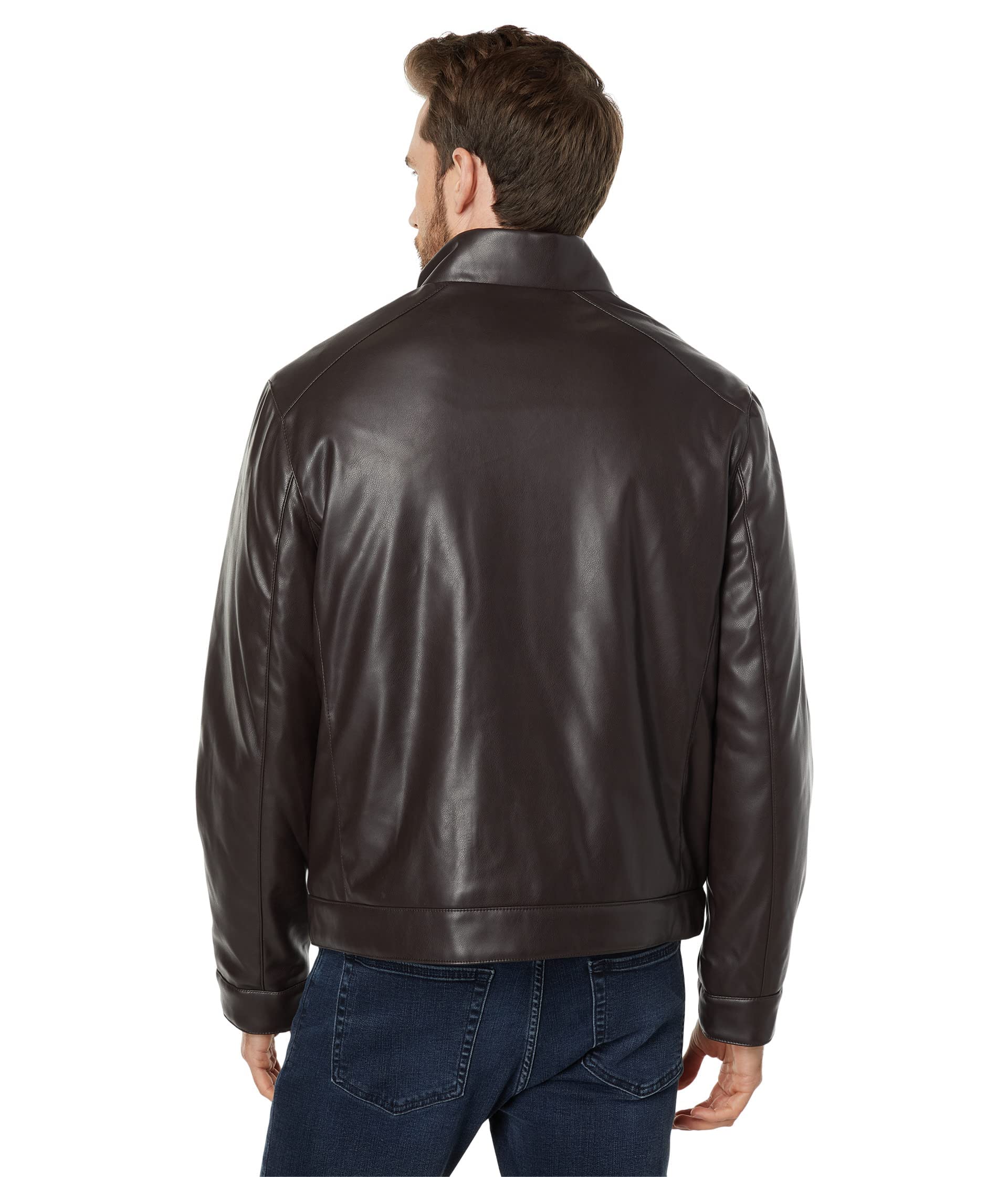Cole Haan Signature Men's Zip Front Faux Leather Moto Jacket - Stylish Biker Jacket for Men, Lightweight & Comfortable - Perfect for Casual Outings, Motorcycle Rides & Urban Fashion