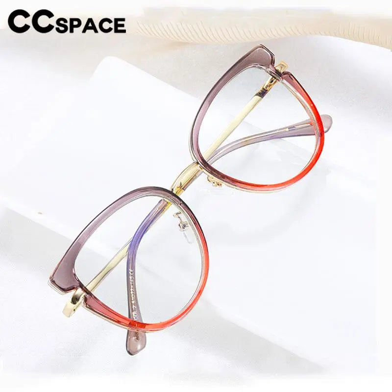 CCspace Women's Full Rim Cat Eye Titanium Eyeglasses Frame 56831 - Lightweight & Durable Eyewear for Work, Reading & Fashion Accessories