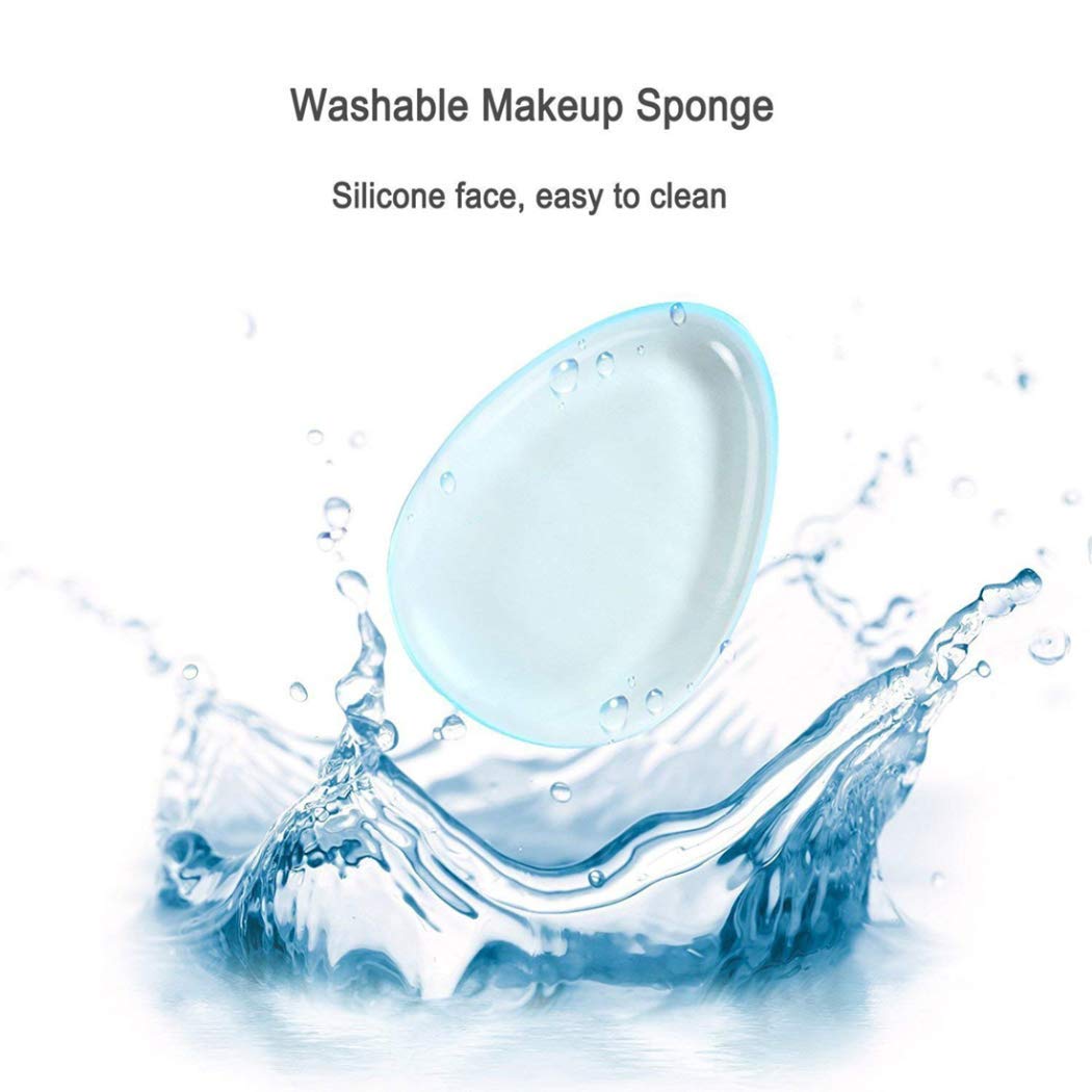Washable Silicone Sponge Jelly Applicator for Cream Gel Foundation - Reusable Face Silisponge Cosmetic Beauty Makeup Blender (4PCS, White) - Perfect for Flawless Foundation Application & Travel Makeup Kit