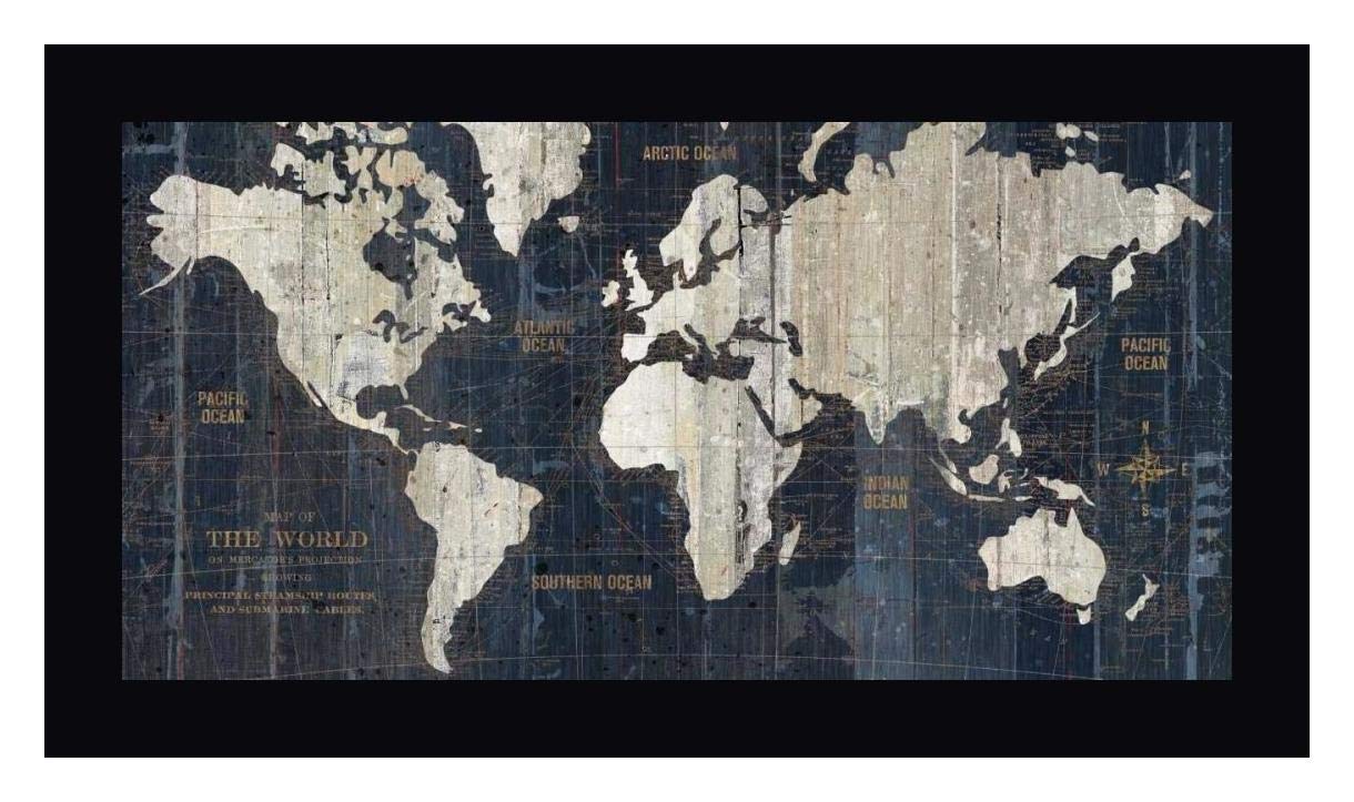 Vintage Blue Old World Map Wall Art - 12