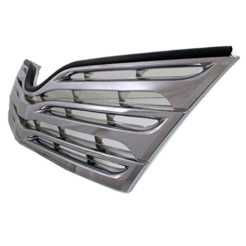 09-12 Toyota Venza 2.7L & 3.5L Front Grille Assembly - Satin Chrome Finish (No Emblem) | Perfect Replacement for Damaged or Upgraded Grilles