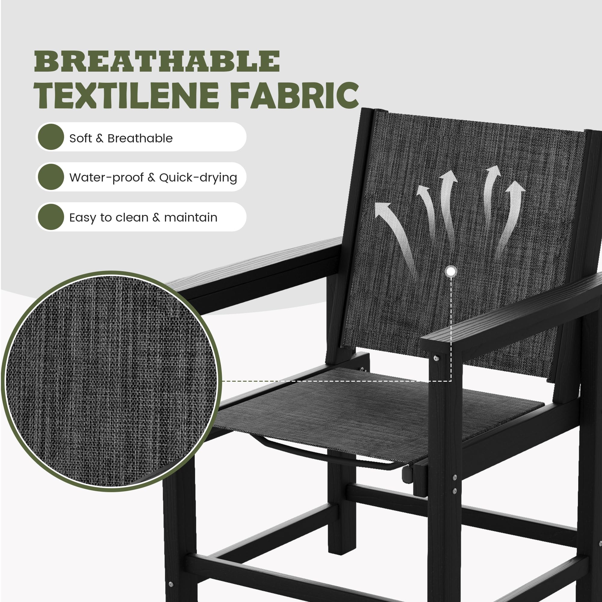 **UDPATIO HDPE Outdoor Chairs Set of 2 – All-Weather Patio Dining Chairs for Poolside, Deck, Garden & Backyard – Durable & Comfortable**