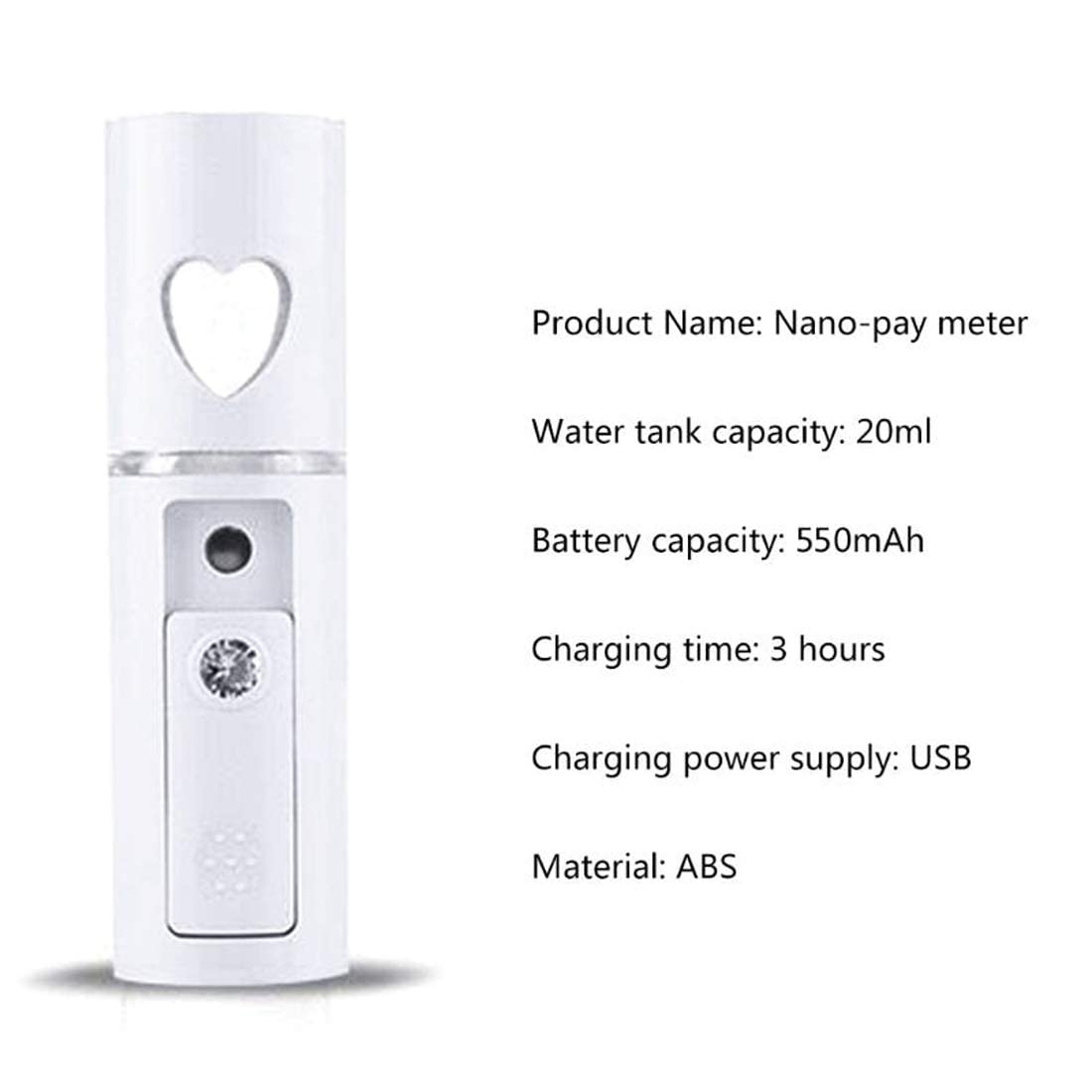 TheUrbanShop Nano Mist Facial Steamer - Portable Handheld Face Mister Sprayer for Moisturizing, Pore Care & Makeup Removal - White Plastic Skin Rejuvenation Device - Perfect for Home Spa, Travel & On-the-Go Skincare