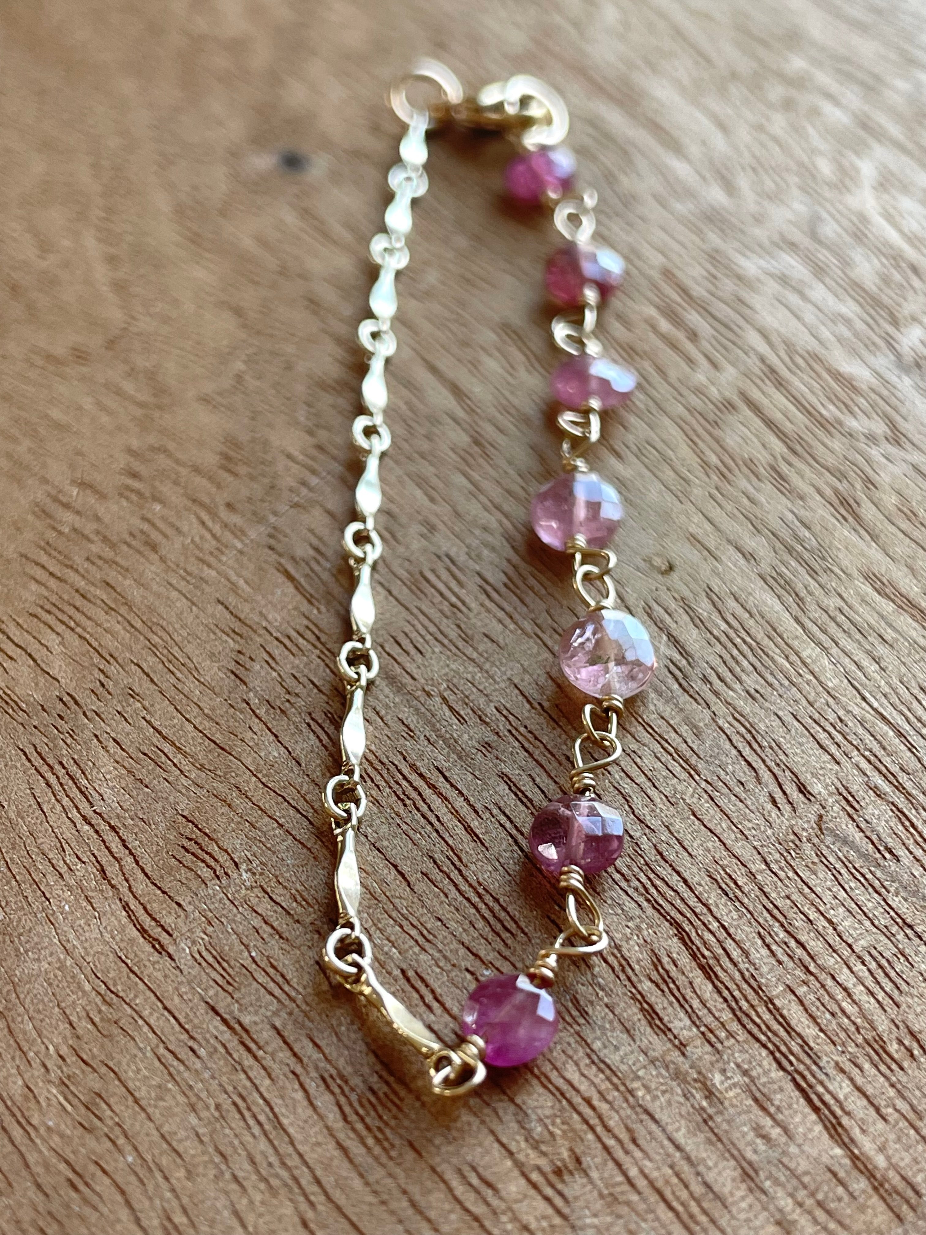Pink Tourmaline Half and Half Bracelet - Genuine Pink Gemstone Jewelry for Women | Elegant Gift for Birthday, Anniversary & Everyday Wear