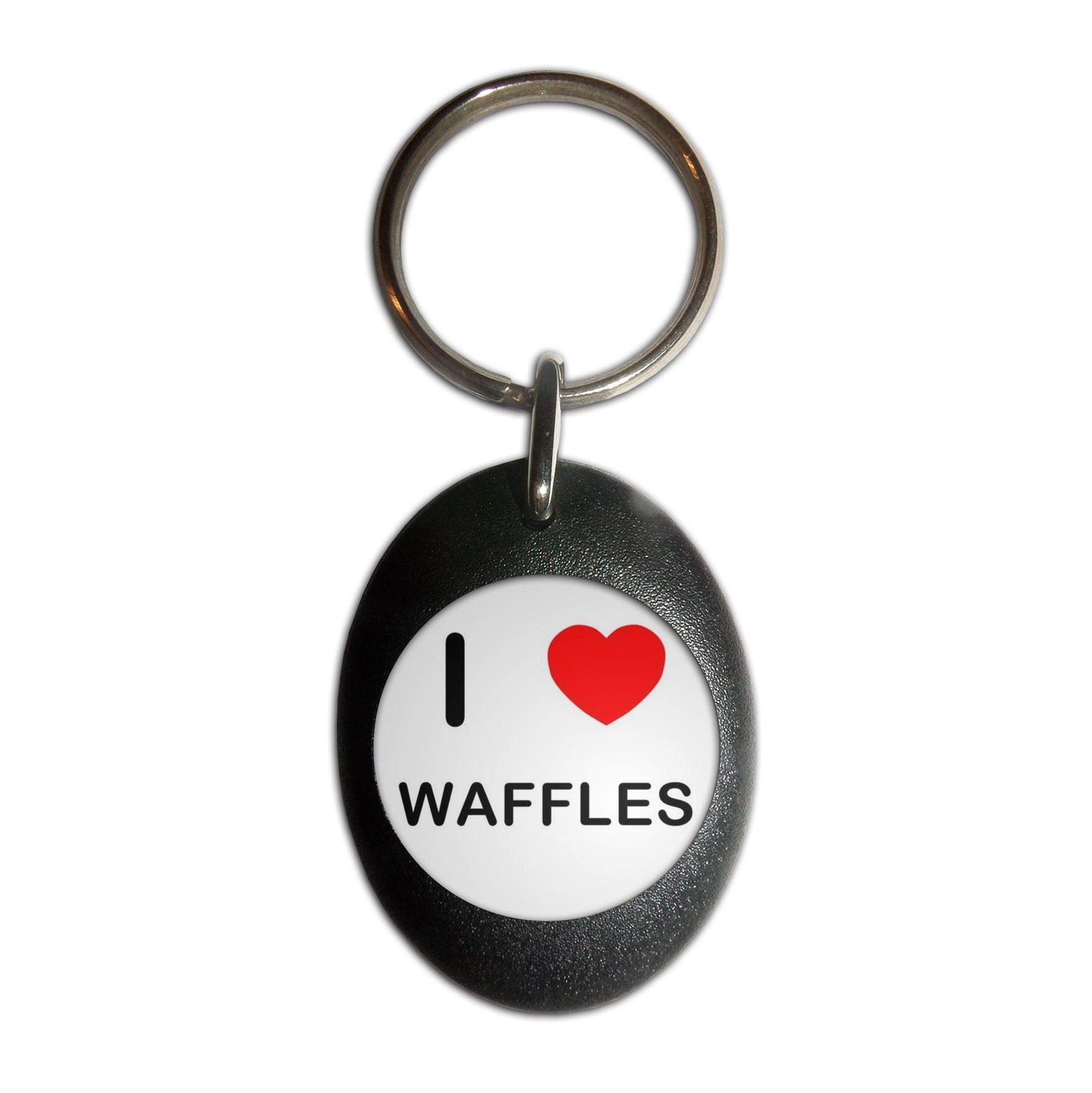 I Love Waffles Plastic Oval Keychain - Durable Key Ring for Home, Office & Travel Accessories (Perfect for Gifts, Keys & Backpacks)