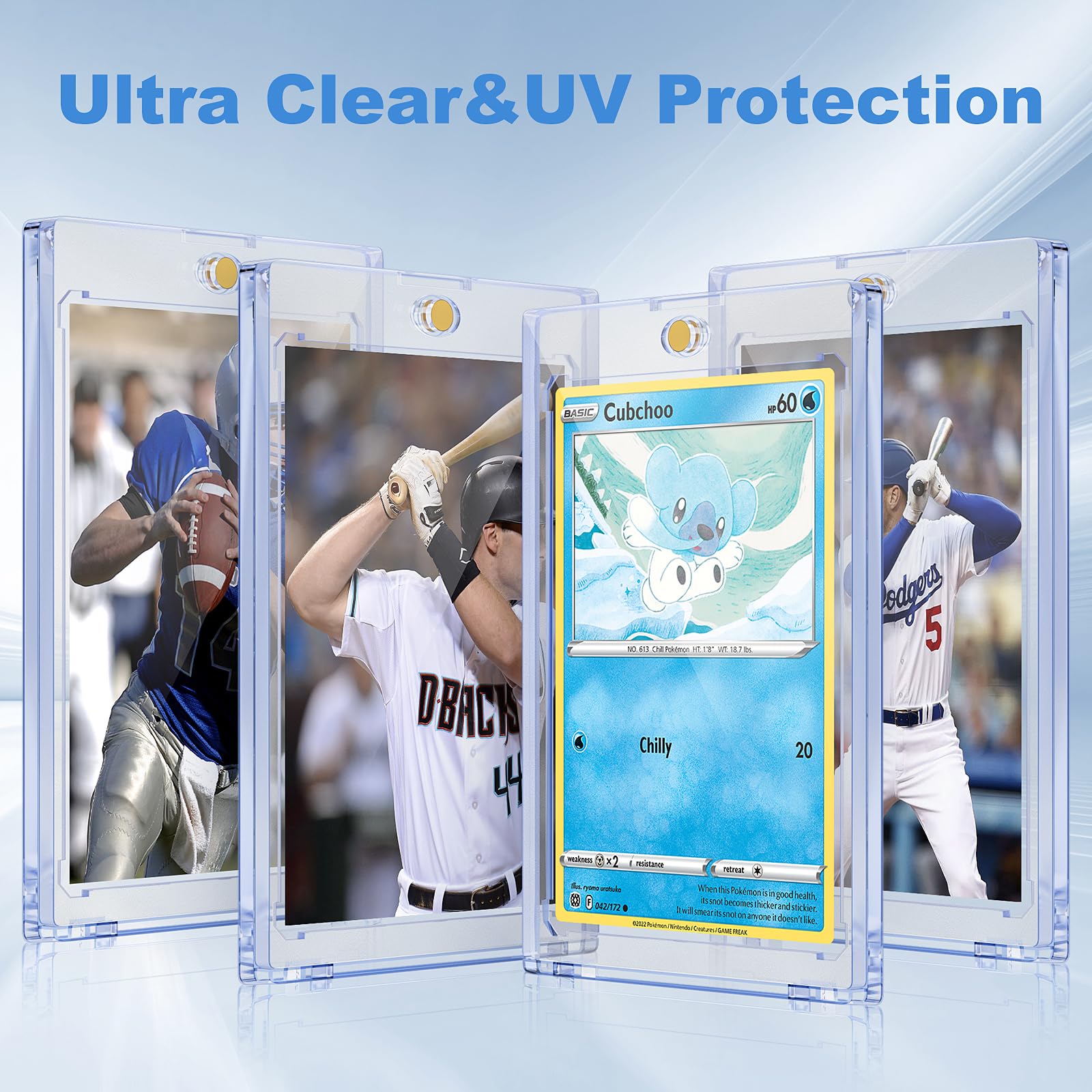 100-Pack Magnetic Card Holders for Trading Cards - 35pt Ultra Clear Baseball & Sports Card Protectors - Hard Plastic Sleeves for Collectible Game Cards - Perfect for Displaying, Organizing & Protecting Valuable Collections