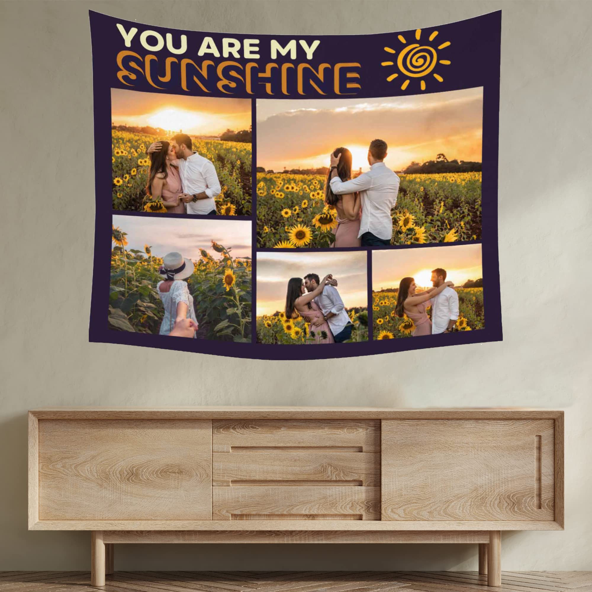 Custom Photo Tapestry - Personalized Anniversary & Valentine's Gift for Couples, Boyfriend, Girlfriend, Husband, Wife | 60×51 Inch Wall Hanging with Your Pictures | Perfect for Bedroom Decor, Wedding Backdrop & Special Occasion Gifts