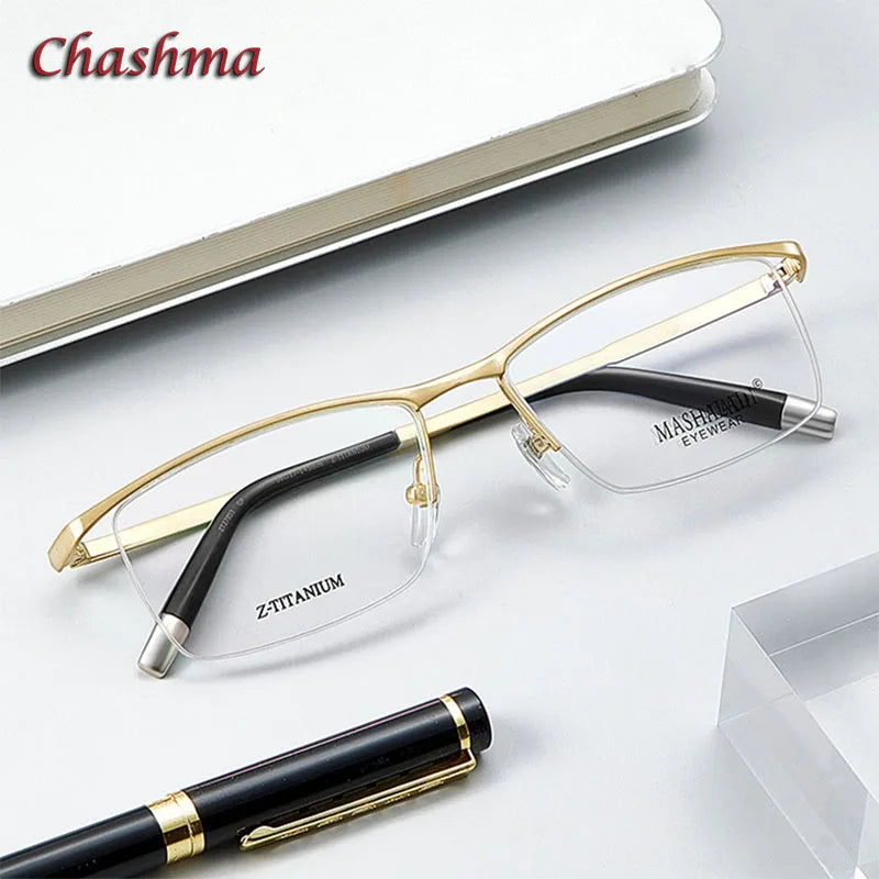 Titanium Semi-Rimless Eyeglasses for Men - Lightweight & Durable Browline Glasses (Model 278034) | Perfect for Office, Reading & Everyday Use