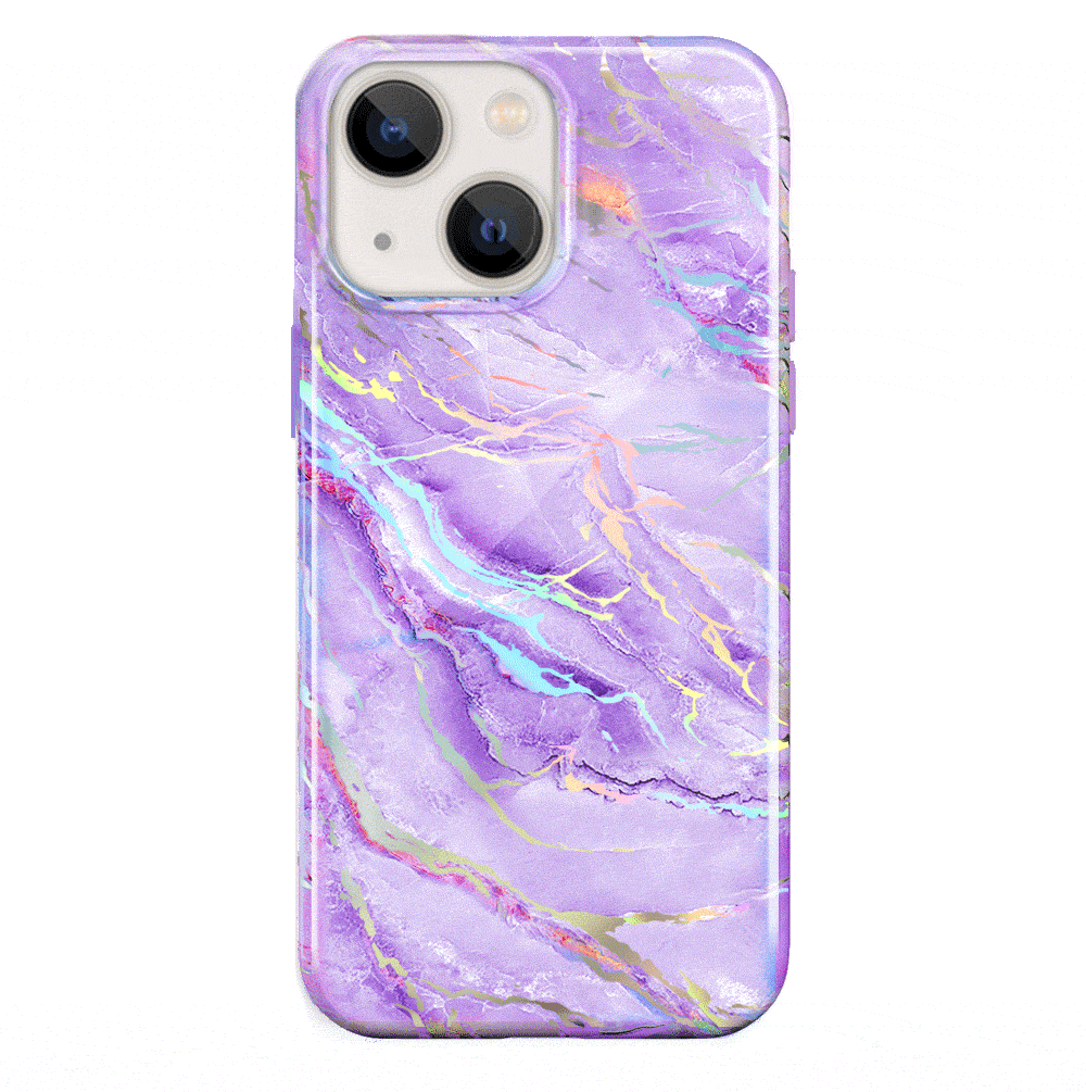Purple Holographic Moonstone iPhone Case - Durable & Stylish Phone Cover for iPhone 13/14/15 Pro Max - Perfect for Everyday Use, Travel & Gift Giving