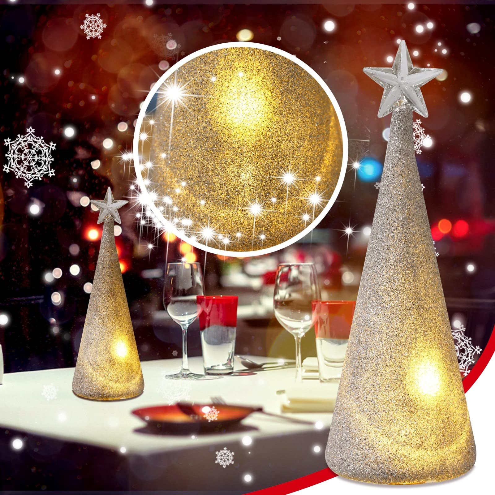 Ampopt Silver LED String Lights - 33ft 100 LED Fairy Lights for Wedding, Party, Christmas Tree, Bedroom, Outdoor & Garden Decor - Waterproof Curtain Lights for Home, Window & Holiday Decorations (Perfect for Indoor & Outdoor Use)
