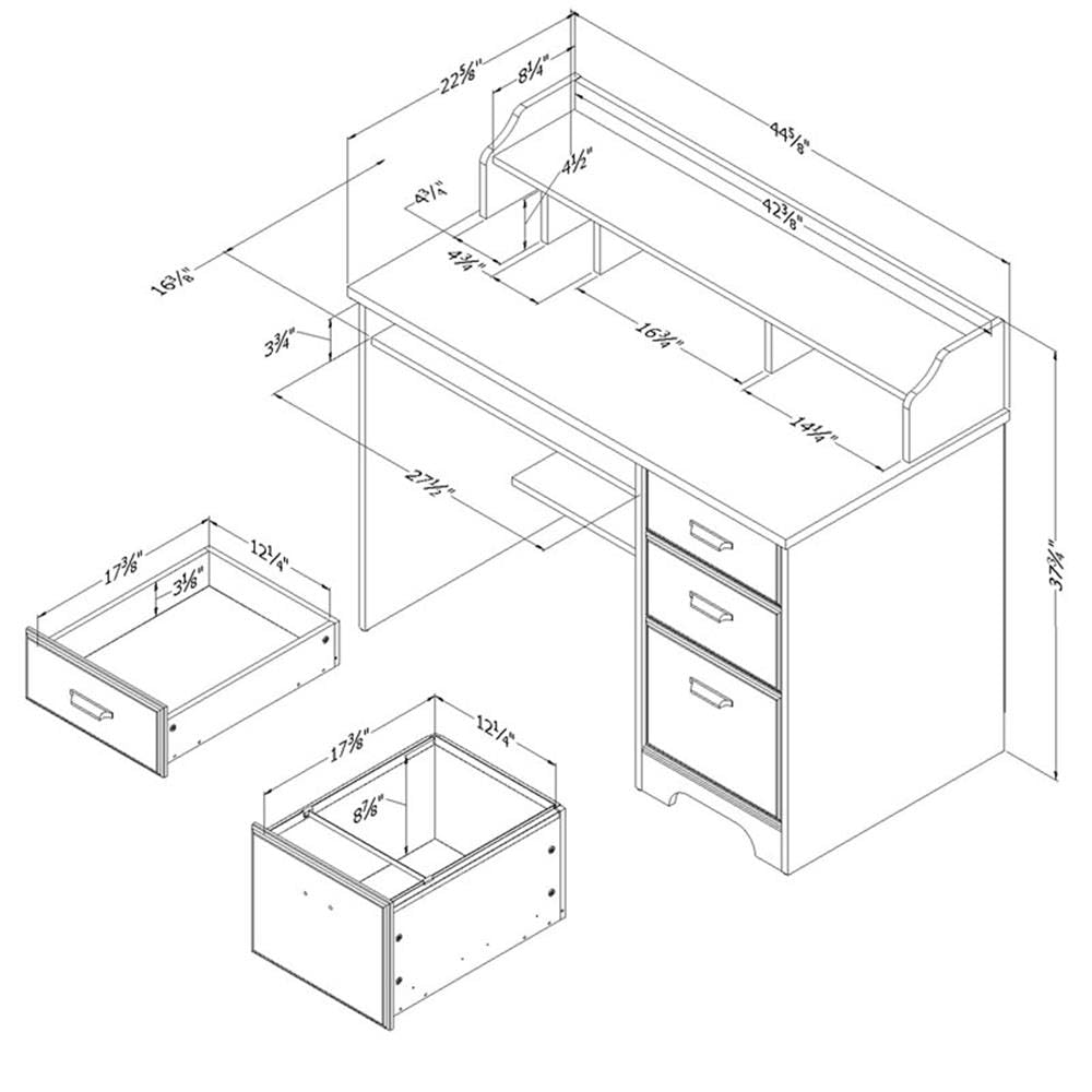 Rustic Computer Desk with Keyboard Tray & Drawers - Home Office Wood Desk for Workspace