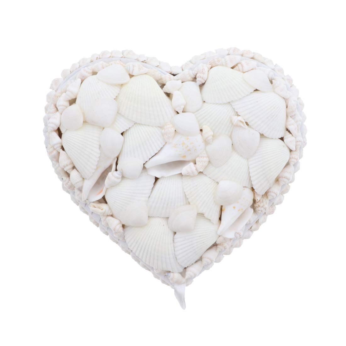 Li'Shay 6 Inch White Heart Shaped Jewelry Box with Shell Coating - Perfect for Valentine's Gifts, Wedding Favors & Jewelry Storage