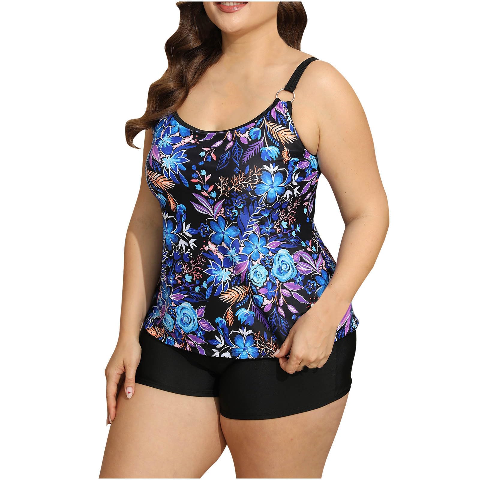 2024 Plus Size Tankini Swimsuits for Women - Flowy Modest Two Piece Bathing Suits with Swim Shirt Tops & Boyshorts | Beach Vacation, Pool Party & Summer Swimwear