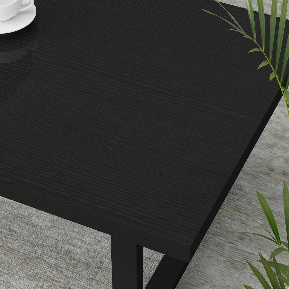 IBF Black Coffee Table - Minimalist Industrial Wooden Center Table for Living Room, Modern Rectangle Farmhouse Cocktail Table with Metal Frame, Home Office Bedroom Furniture, Black Oak Finish, 39 Inch - Perfect for Small Spaces, Apartments & Cozy Gatherings