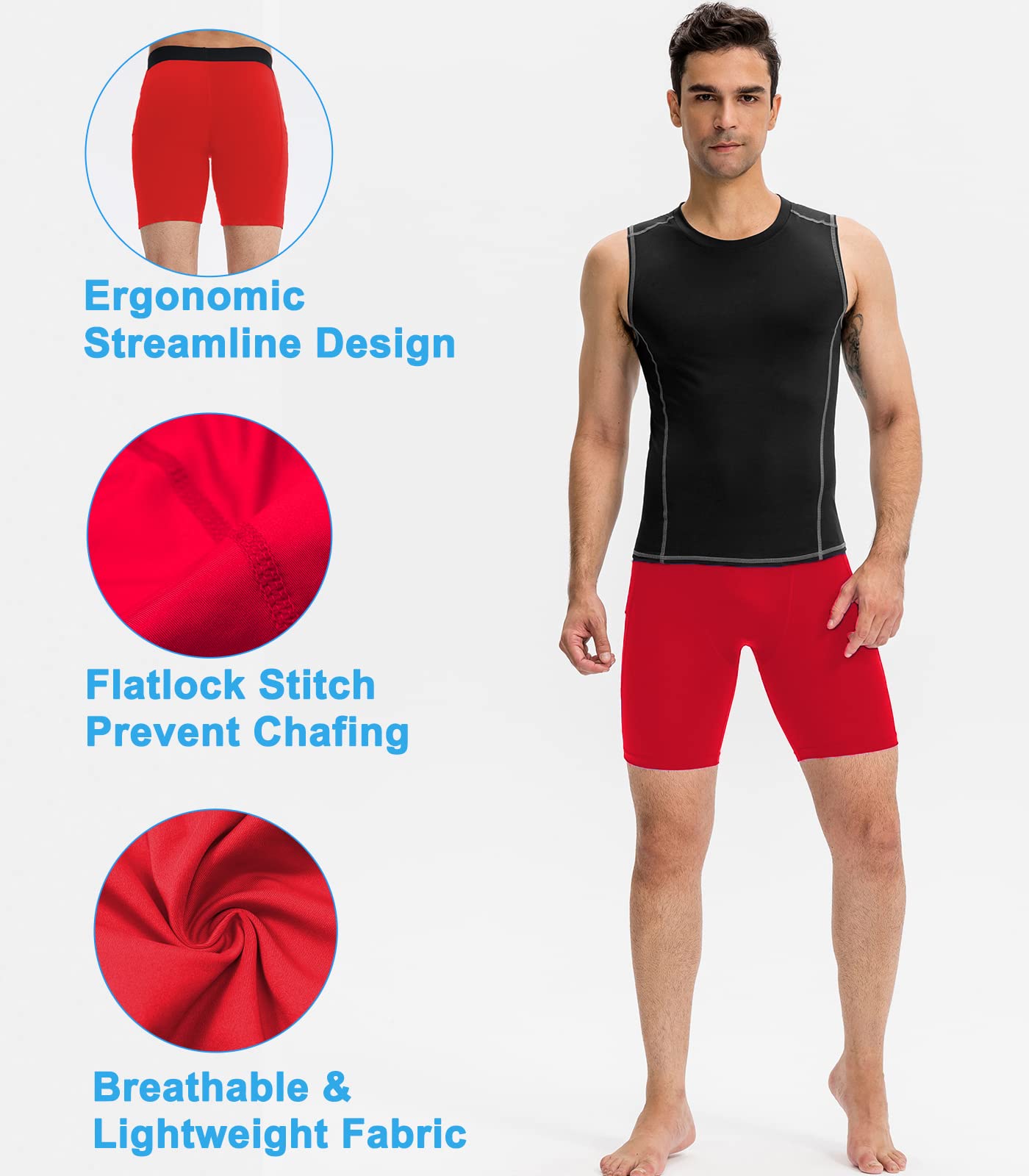 SPVISE 1 or 3 Pack Men's Compression Shorts with Pockets - Breathable Spandex Workout Underwear for Gym, Running, Basketball & Sports | Moisture-Wicking & Supportive Activewear for Training, Cycling & Outdoor Activities