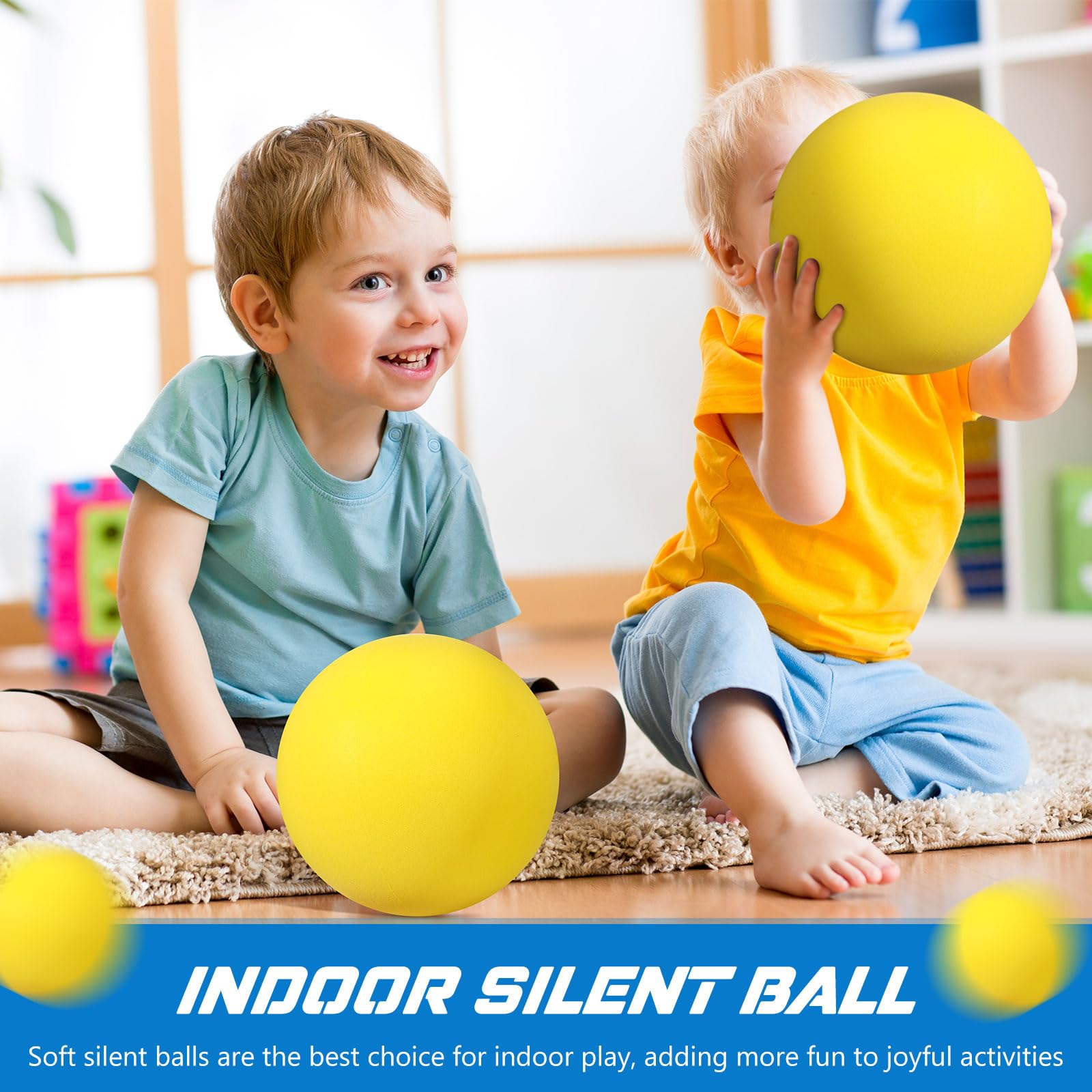 2 Pack 7 Inch High Density Foam Balls - Soft, Bouncy & Silent for Indoor/Outdoor Sports, Classroom Games, Yoga, and Physical Therapy - Lightweight & Easy to Grasp (Yellow)