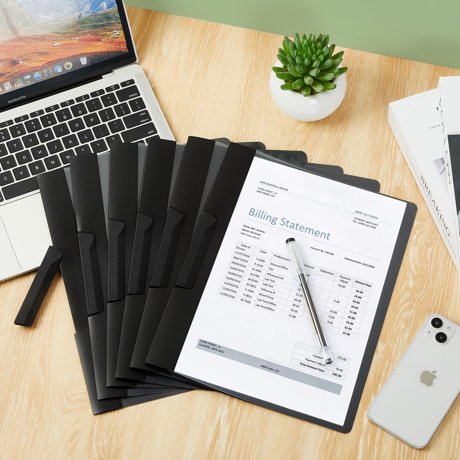 Maitys 25 Pack Clear Report Covers with Clip - 11.4 x 9 Inch Transparent Presentation Folders for Letter Size Documents - Perfect for Resumes, Interviews, Reports & Office Organization (Black)