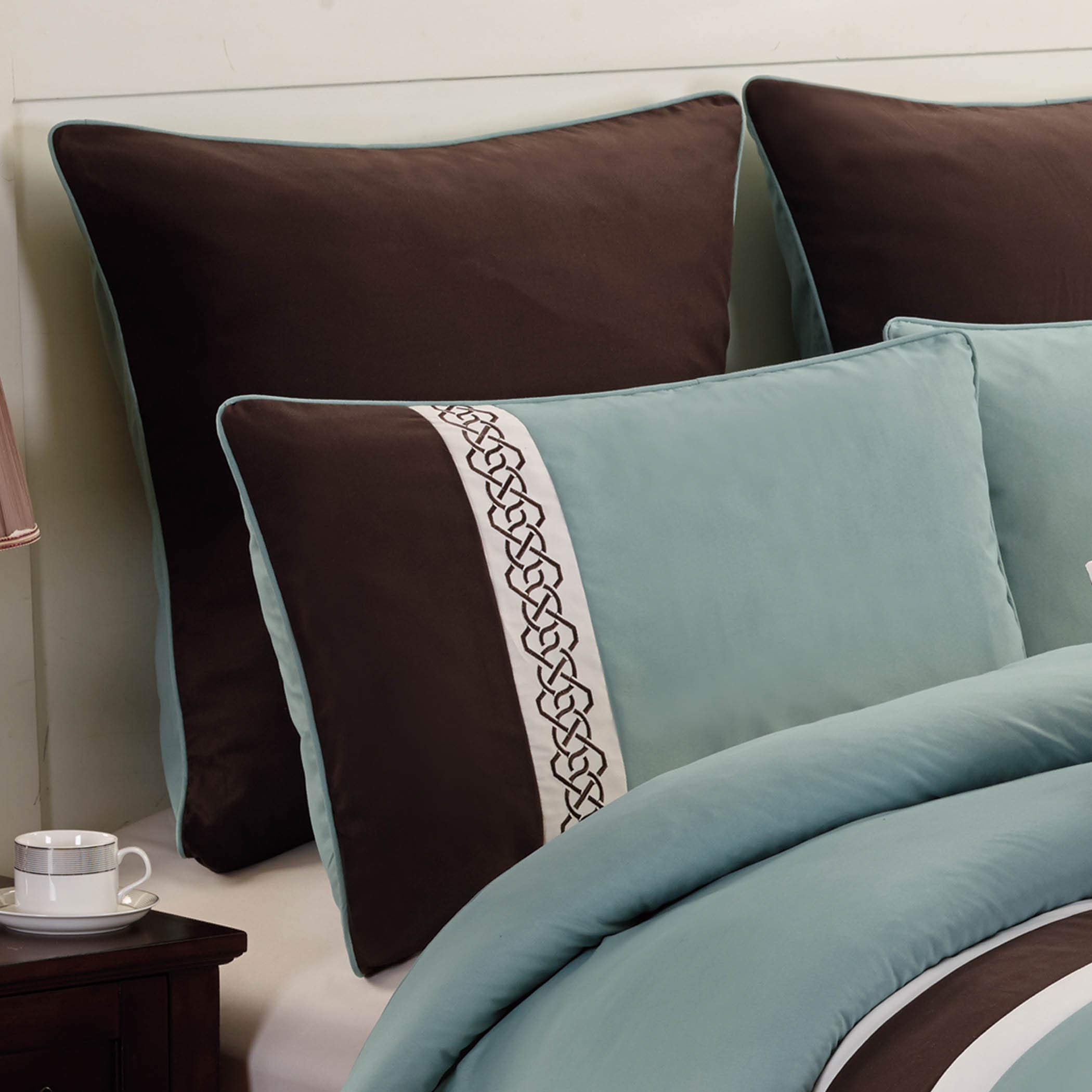 Riverbrook Home Tolbert King Size 8-Piece Comforter Set - Blue, Brown & Ivory Luxury Bedding Collection | Perfect for Master Bedrooms, Guest Rooms & Cozy Home Decor