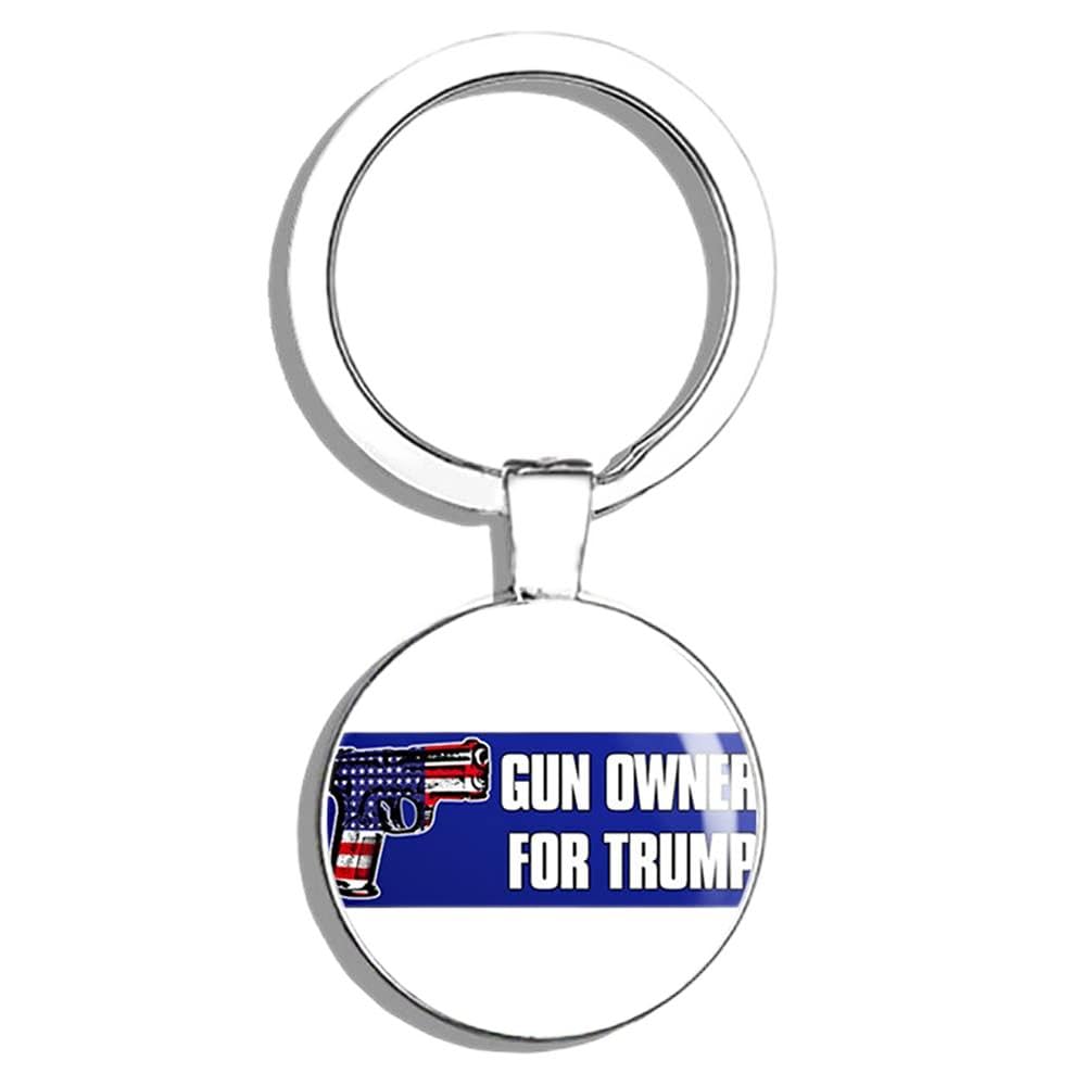 Trump Gun Owner Keychain - Conservative GOP NRA 2nd Amendment Rights Double Sided Stainless Steel Key Ring | Perfect for Car Keys, House Keys & Key Finder | Show Your Patriotism & Support for Gun Rights